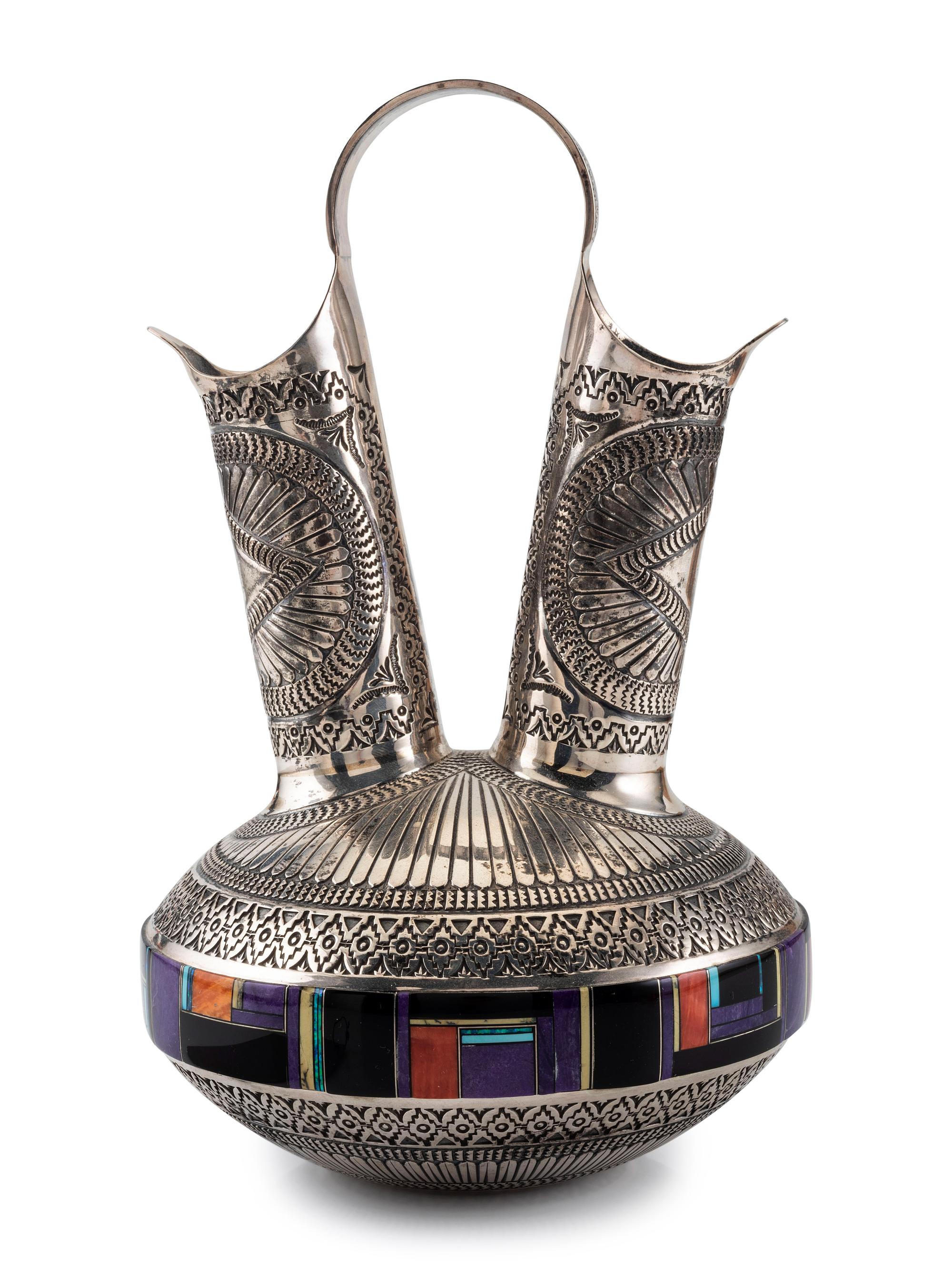 Sterling Silver Wedding Jar, with Mosaic Inlay