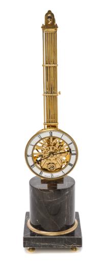 A French Brass and Marble Pendulum Clock, Height 20 inches.