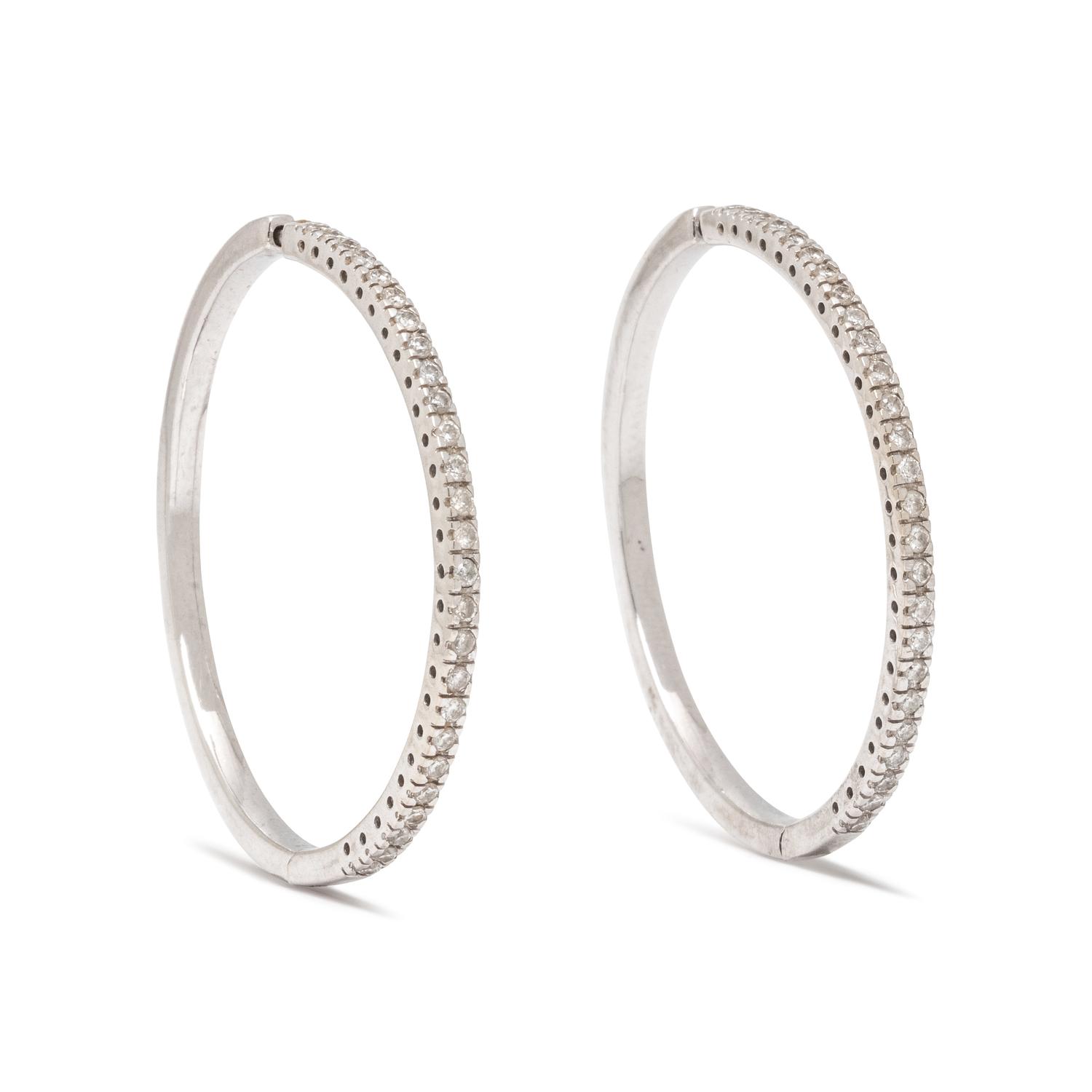 WHITE GOLD AND DIAMOND HOOP EARRINGS