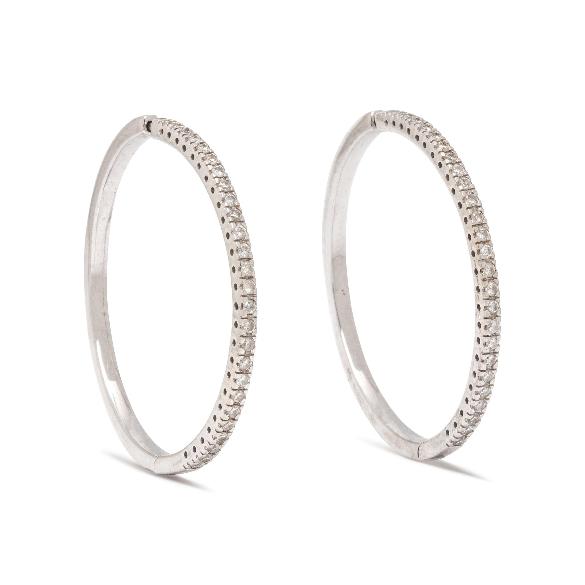 WHITE GOLD AND DIAMOND HOOP EARRINGS