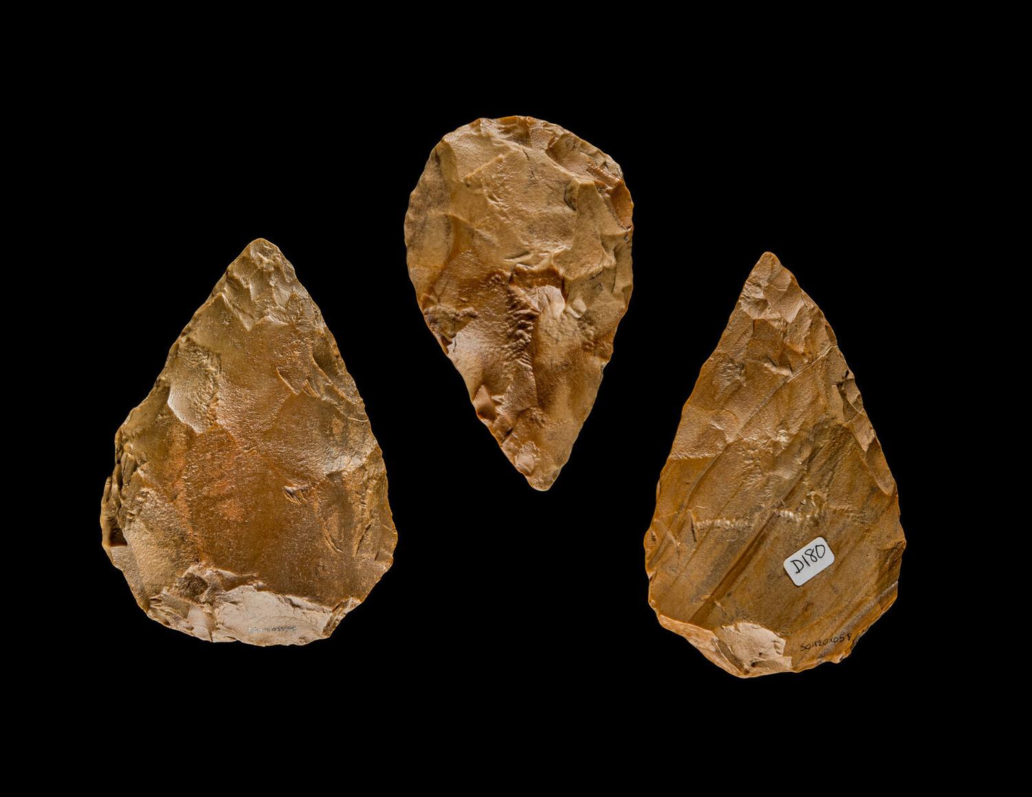 Three Paleolithic Flint Hand Axes