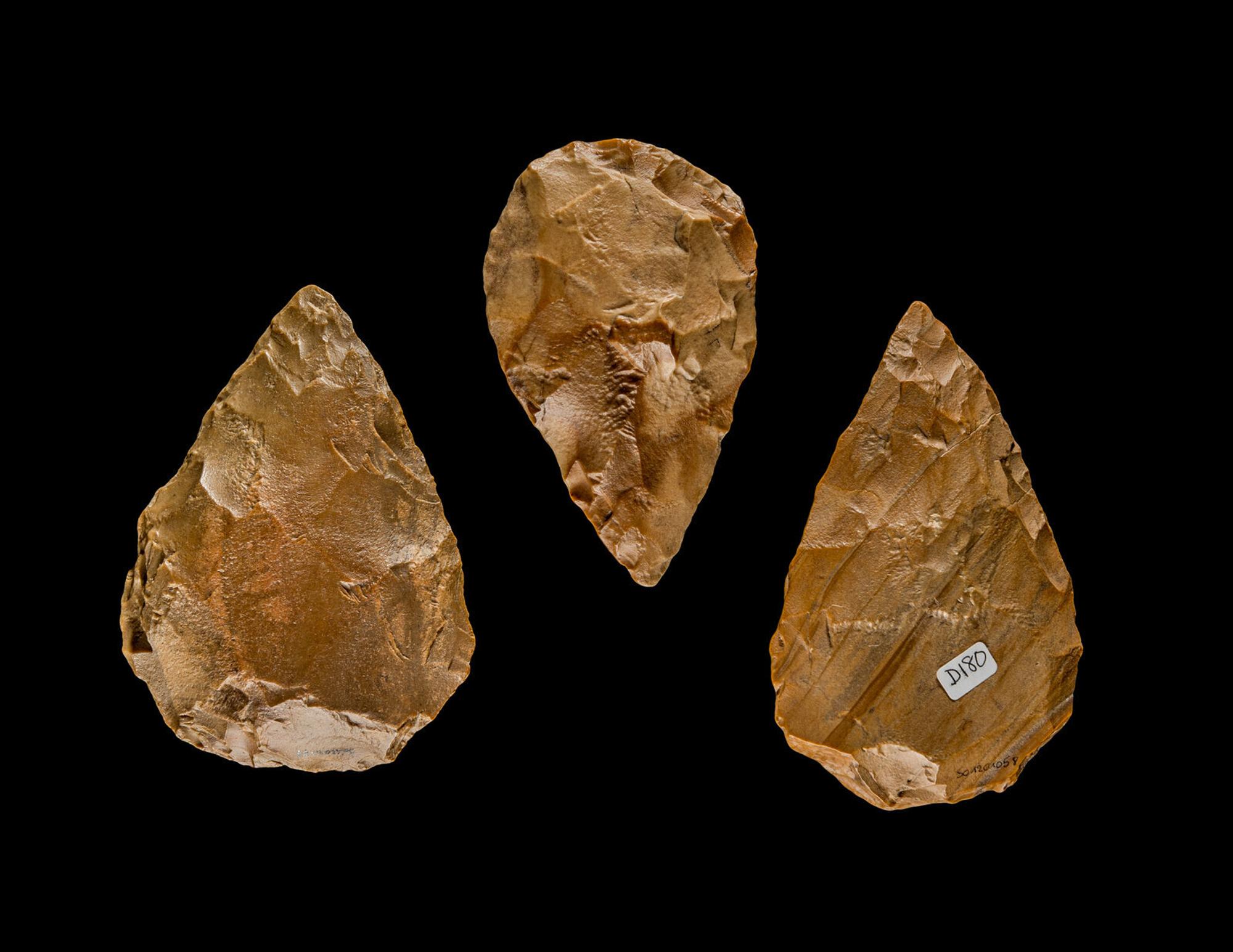 Three Paleolithic Flint Hand Axes