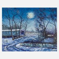 Walter Emerson Baum (American, 1884–1956) Covered Bridge in the Moonlight