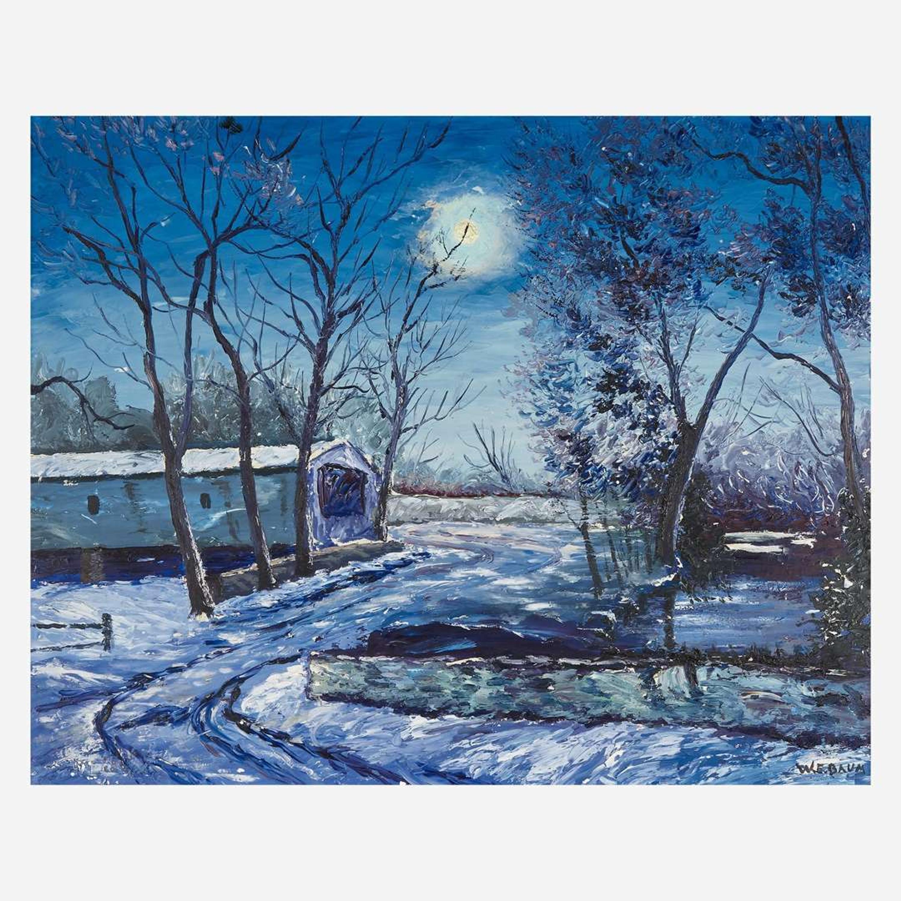 Walter Emerson Baum (American, 1884–1956) Covered Bridge in the Moonlight
