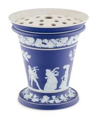 A Large Wedgwood Jasperware Vase and Flower Frog