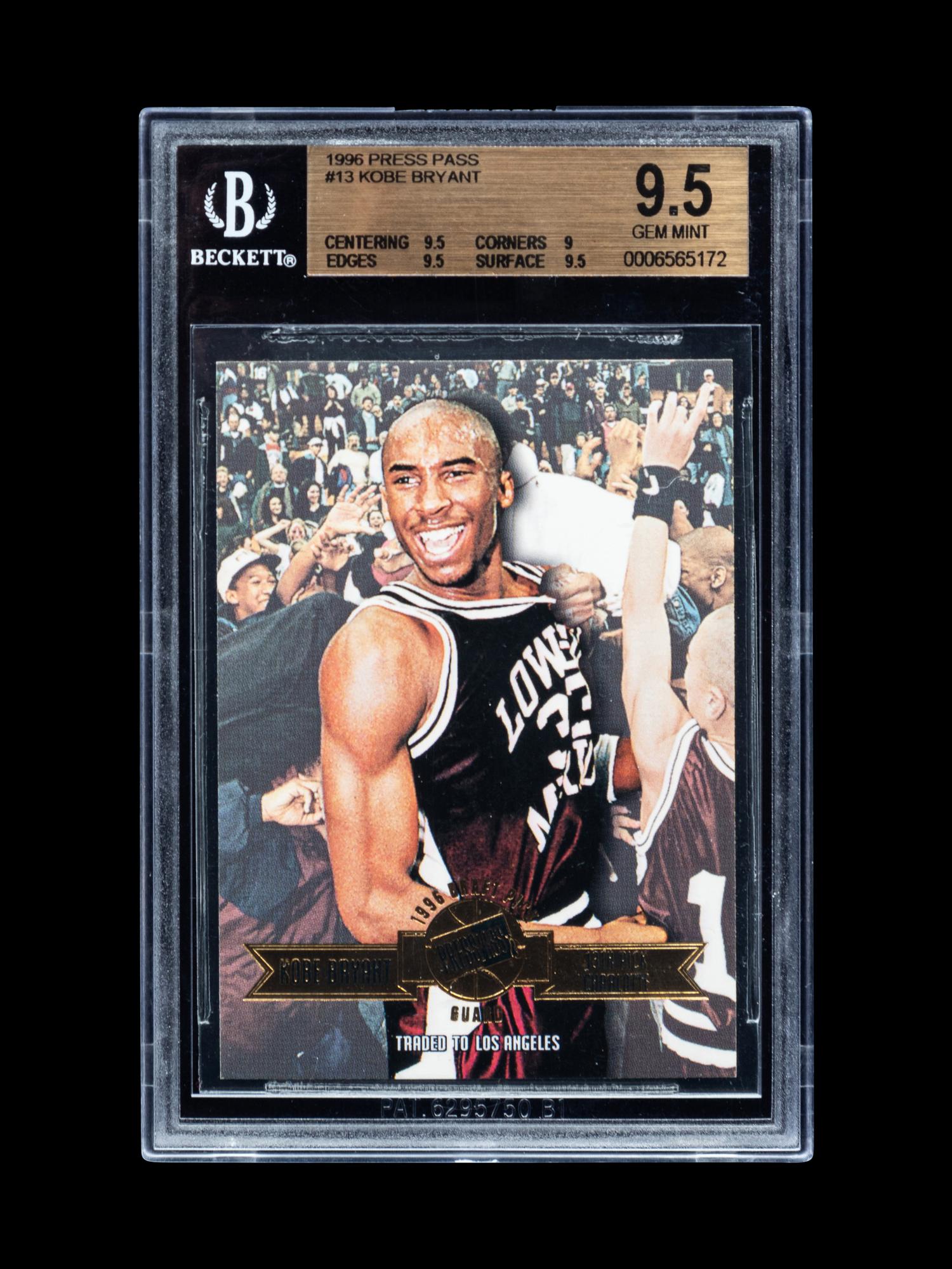 A 1996-97 Press Pass Kobe Bryant Rookie Basketball Card No. 13 (BGS 9.5 GEM MINT), Only One Graded Higher