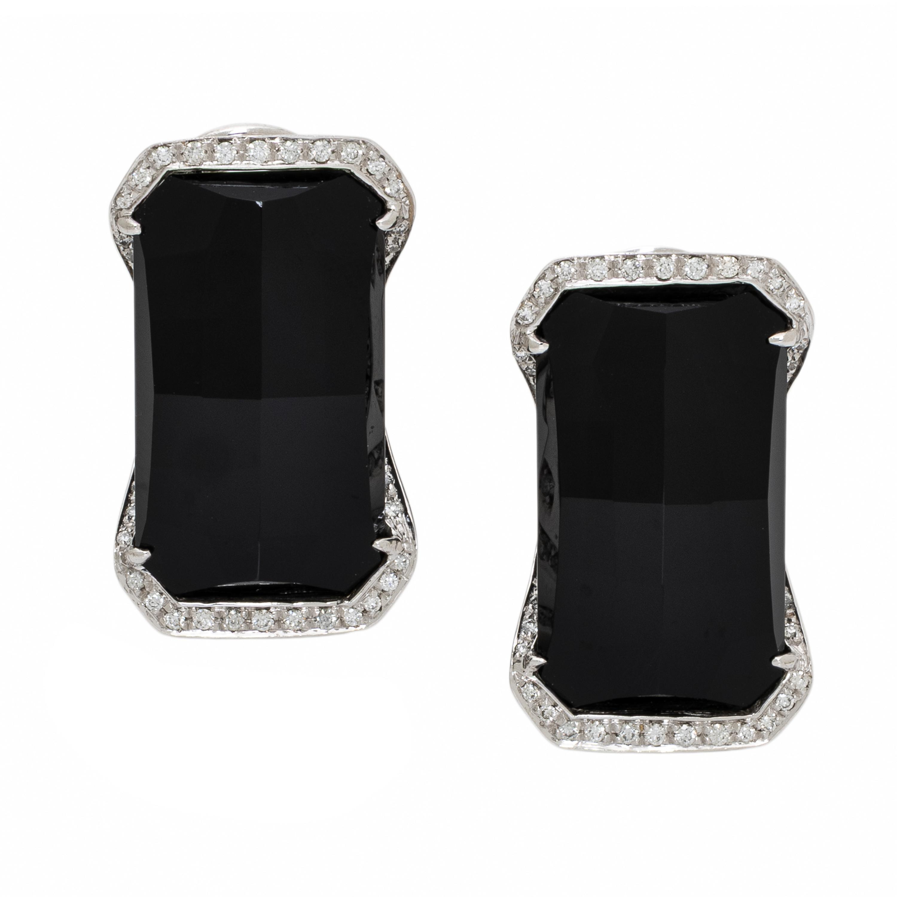 Chantecler, Onyx, Diamond, and White Gold Earrings