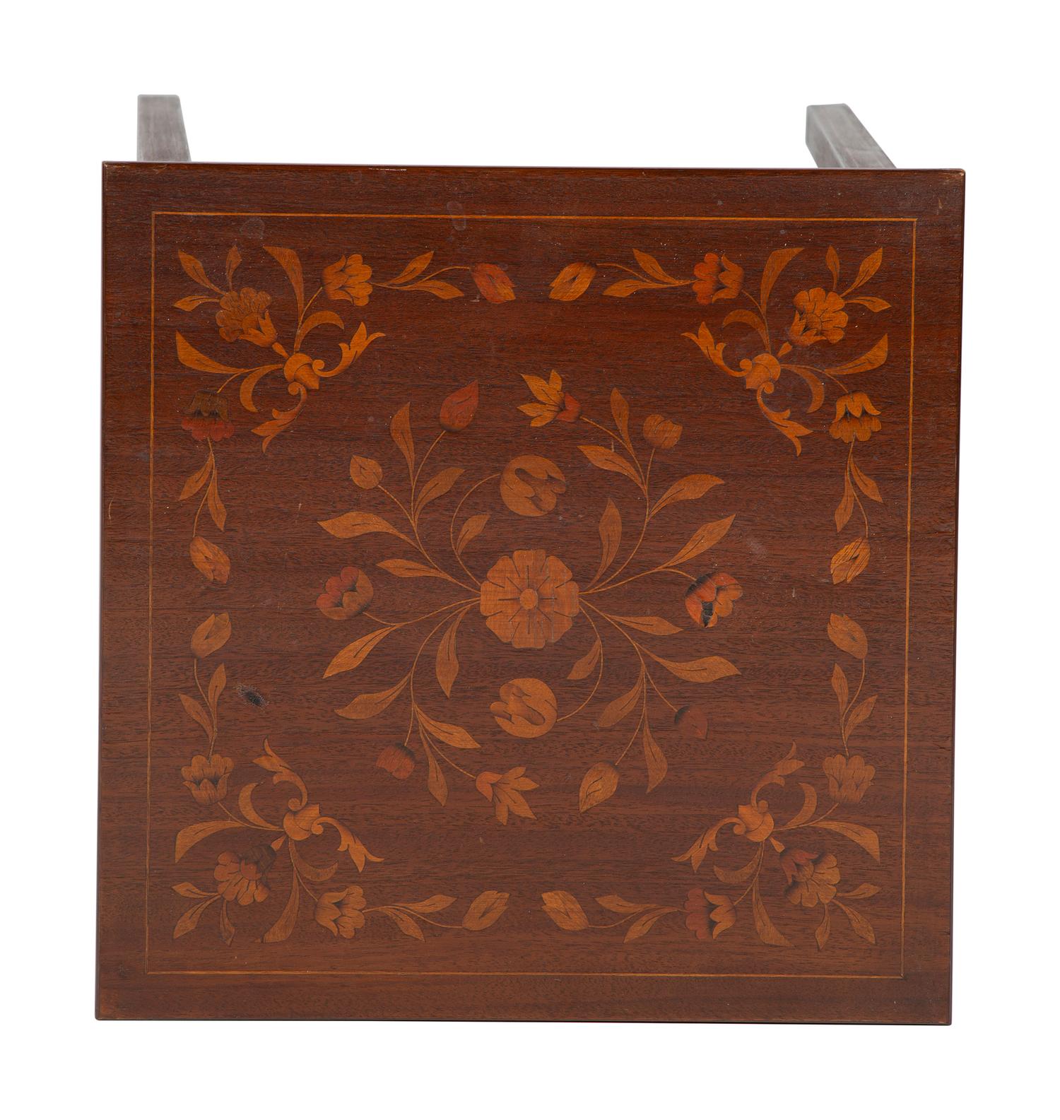 Four Floral Marquetry and String Inlaid Nested Tables
