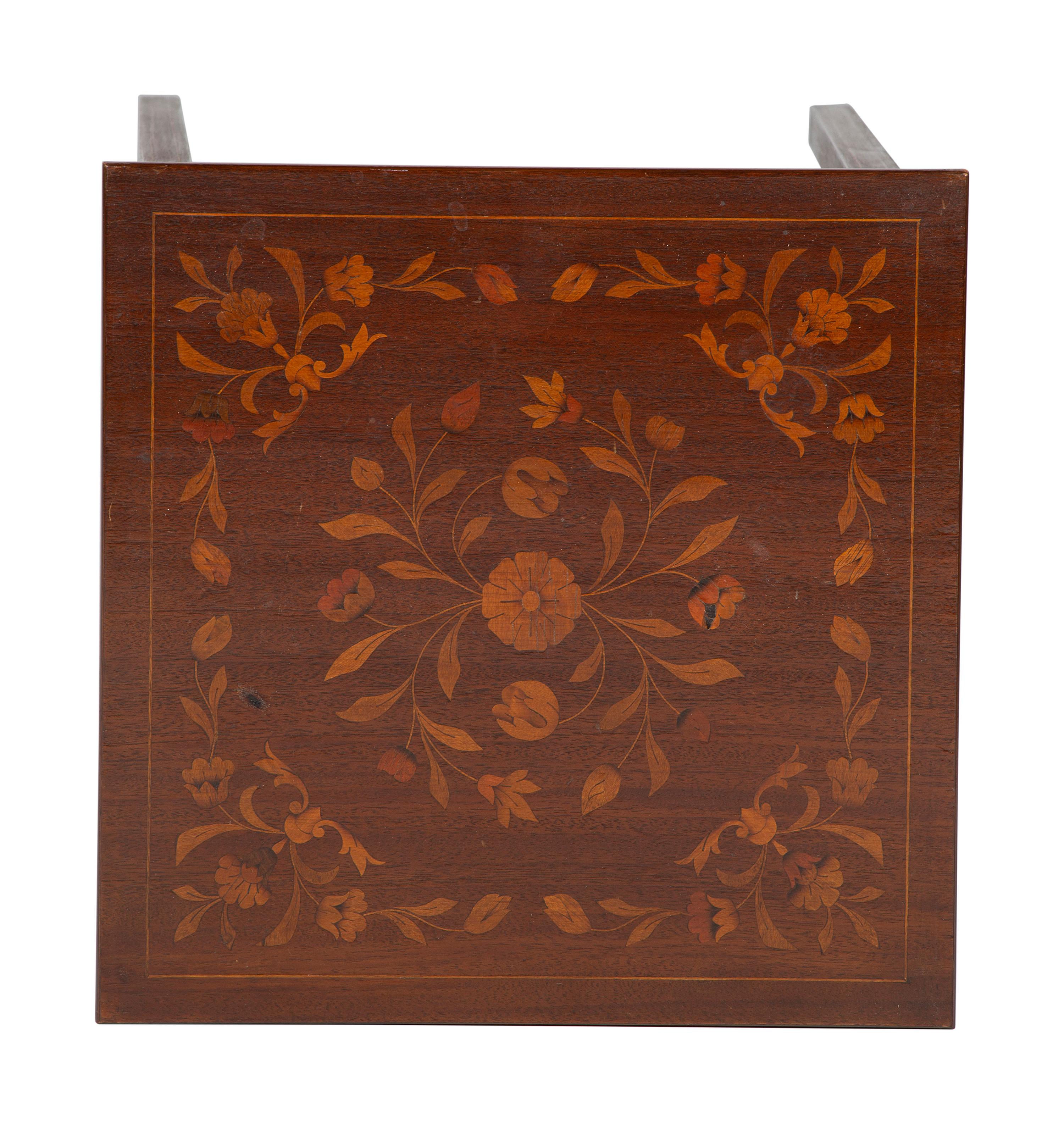 Four Floral Marquetry and String Inlaid Nested Tables