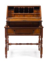 An American Maple Slant Front Bureau on Stand Height 38 1/2 x width 28 x depth 19 1/2 inches.