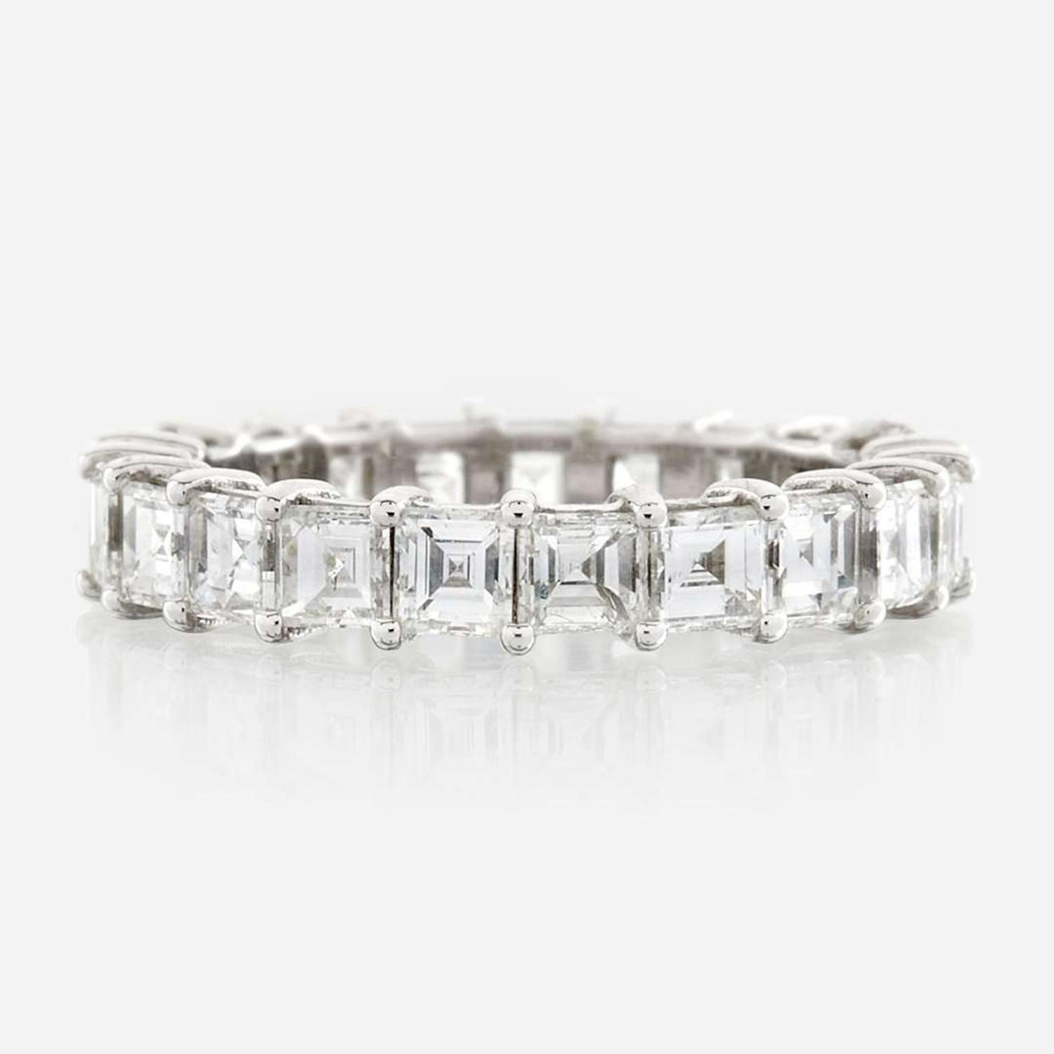 A diamond and white gold eternity band