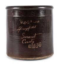 An Ohio Albany Slip Stoneware Crock