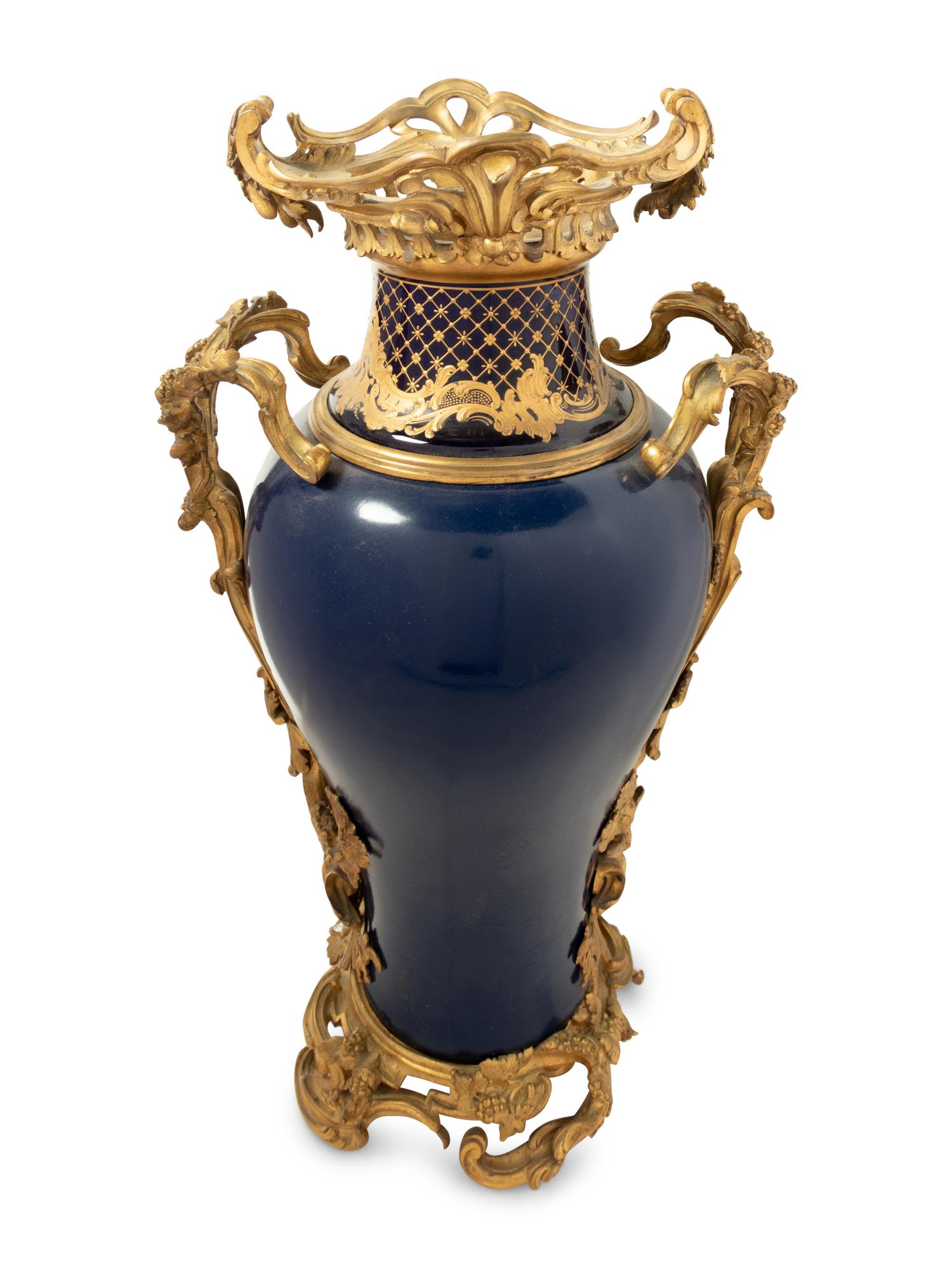 A Sèvres Style Gilt Bronze Mounted Porcelain Vase
