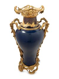 A Sèvres Style Gilt Bronze Mounted Porcelain Vase