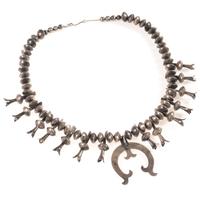 Navajo Silver Squash Blossom Necklace