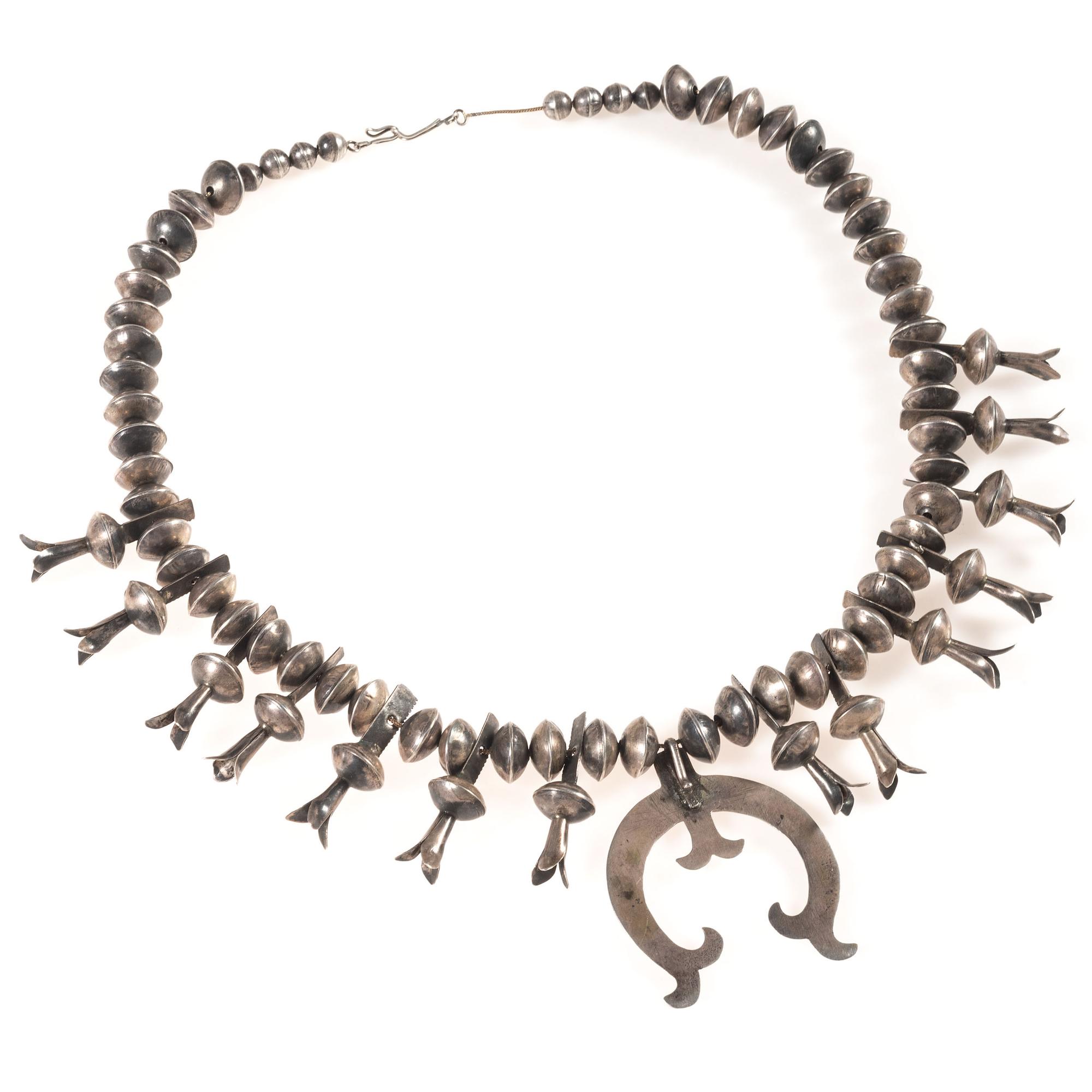 Navajo Silver Squash Blossom Necklace