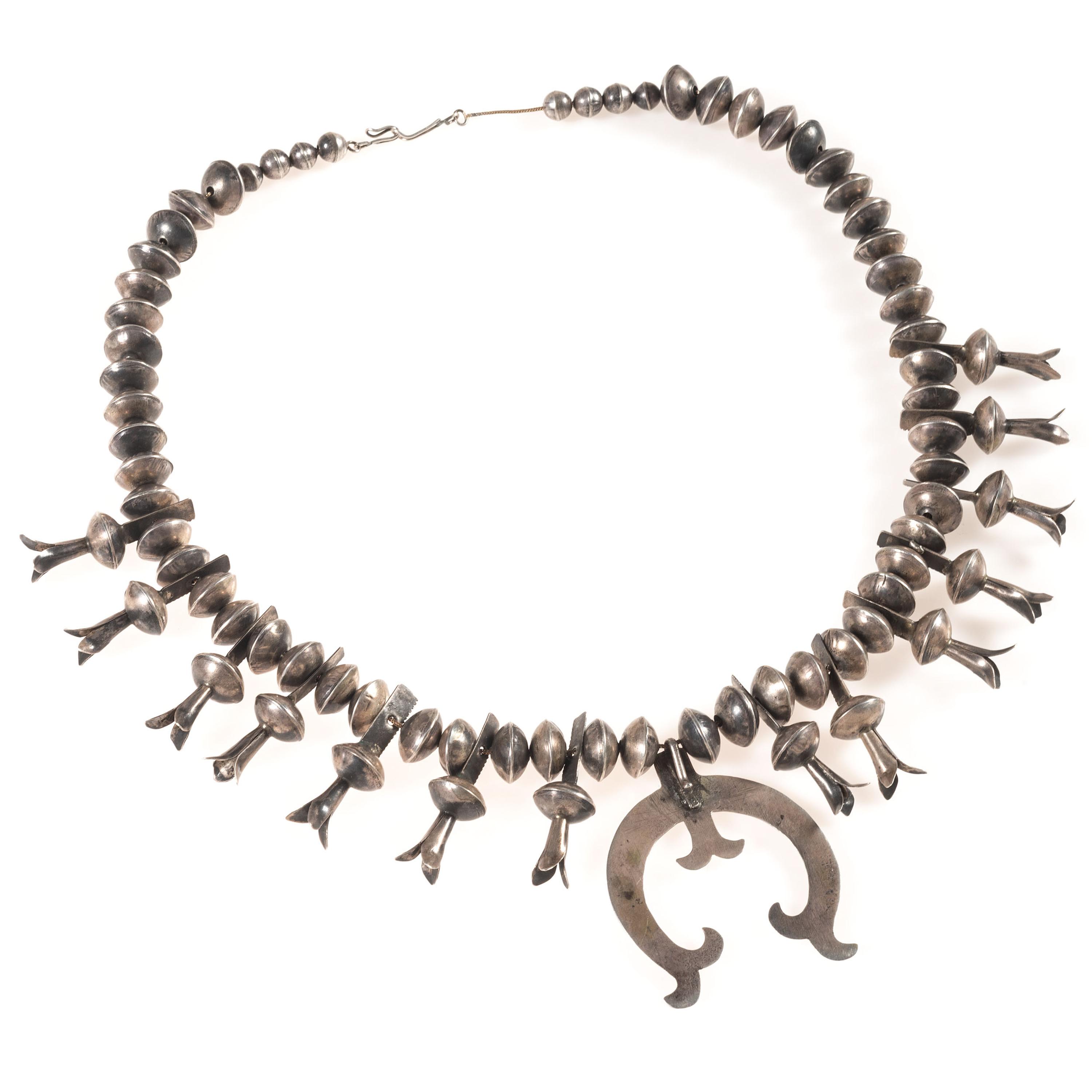 Navajo Silver Squash Blossom Necklace