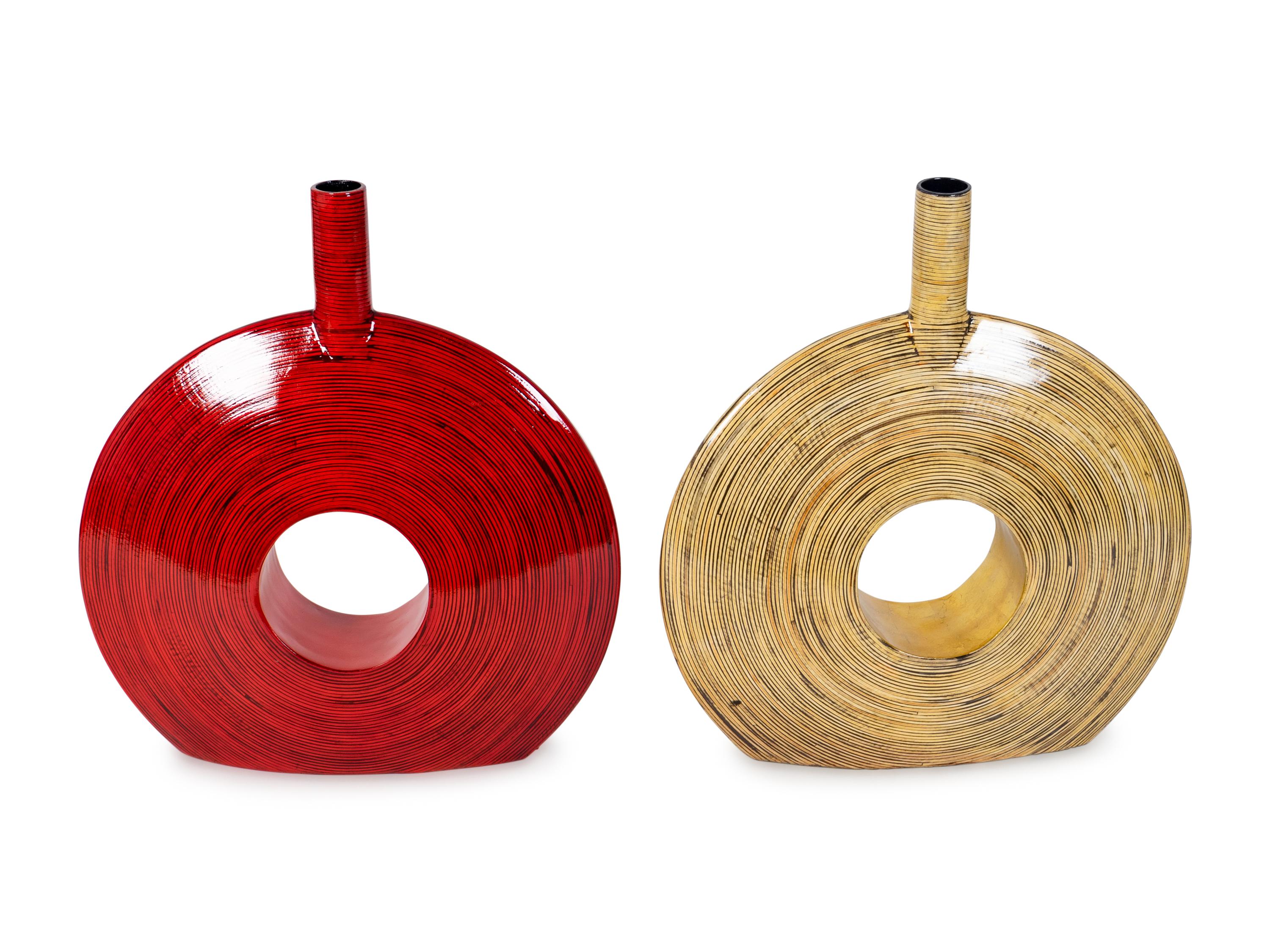 A Group of Seven Contemporary Lacquer Decorative Vases — 21ST CENTURY