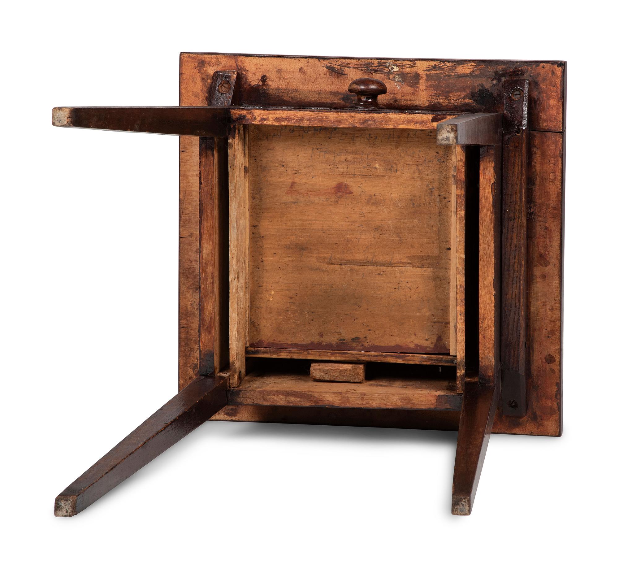 A Country Federal Brown Painted Maple One-Drawer Splayed Leg Work Table