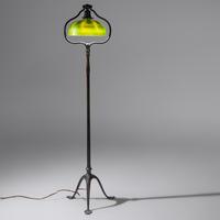 Tiffany Studios New York (American, 1880–1930) — Harp Floor Lamp with Damascene Favrile shade, c. 1910