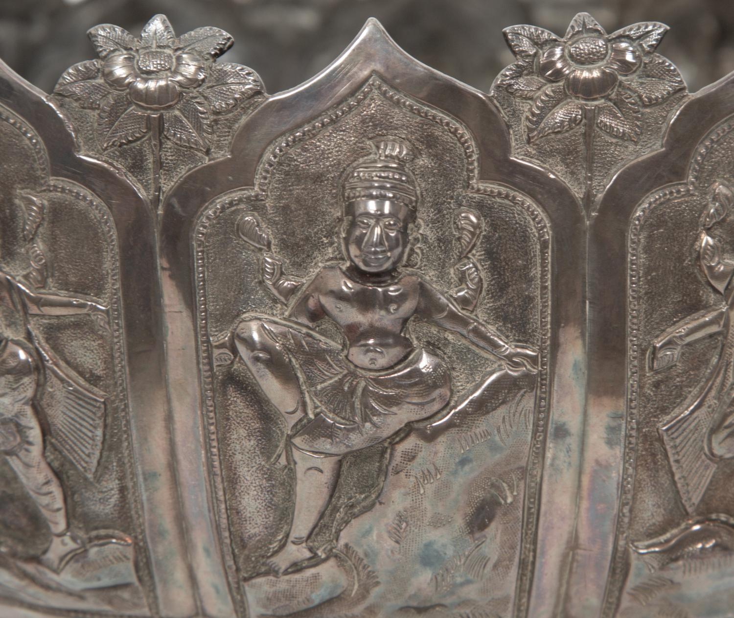 A Thai/Burmese Silver Footed Bowl
