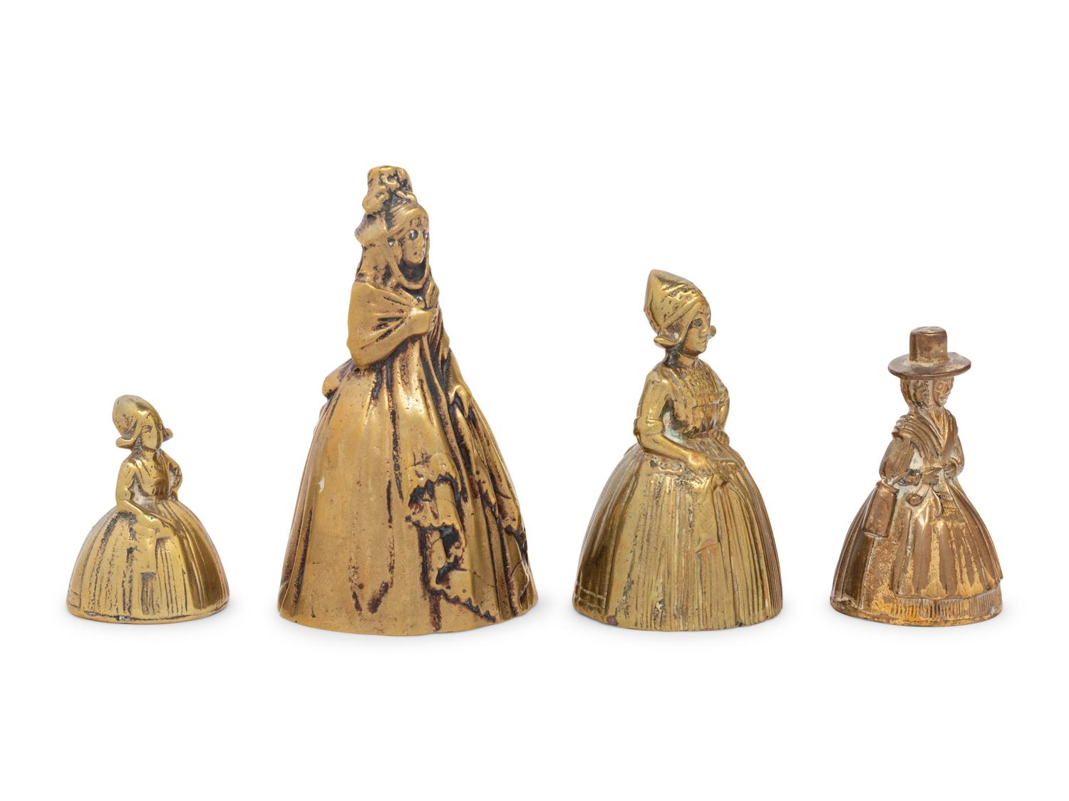 Four Dutch Figural Brass Bells