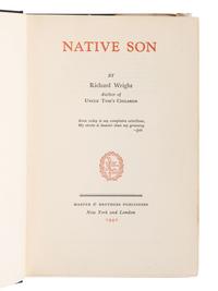 WRIGHT, Richard (1908-1960). Native Son . New York and London: Harper & Brothers, 1940.
