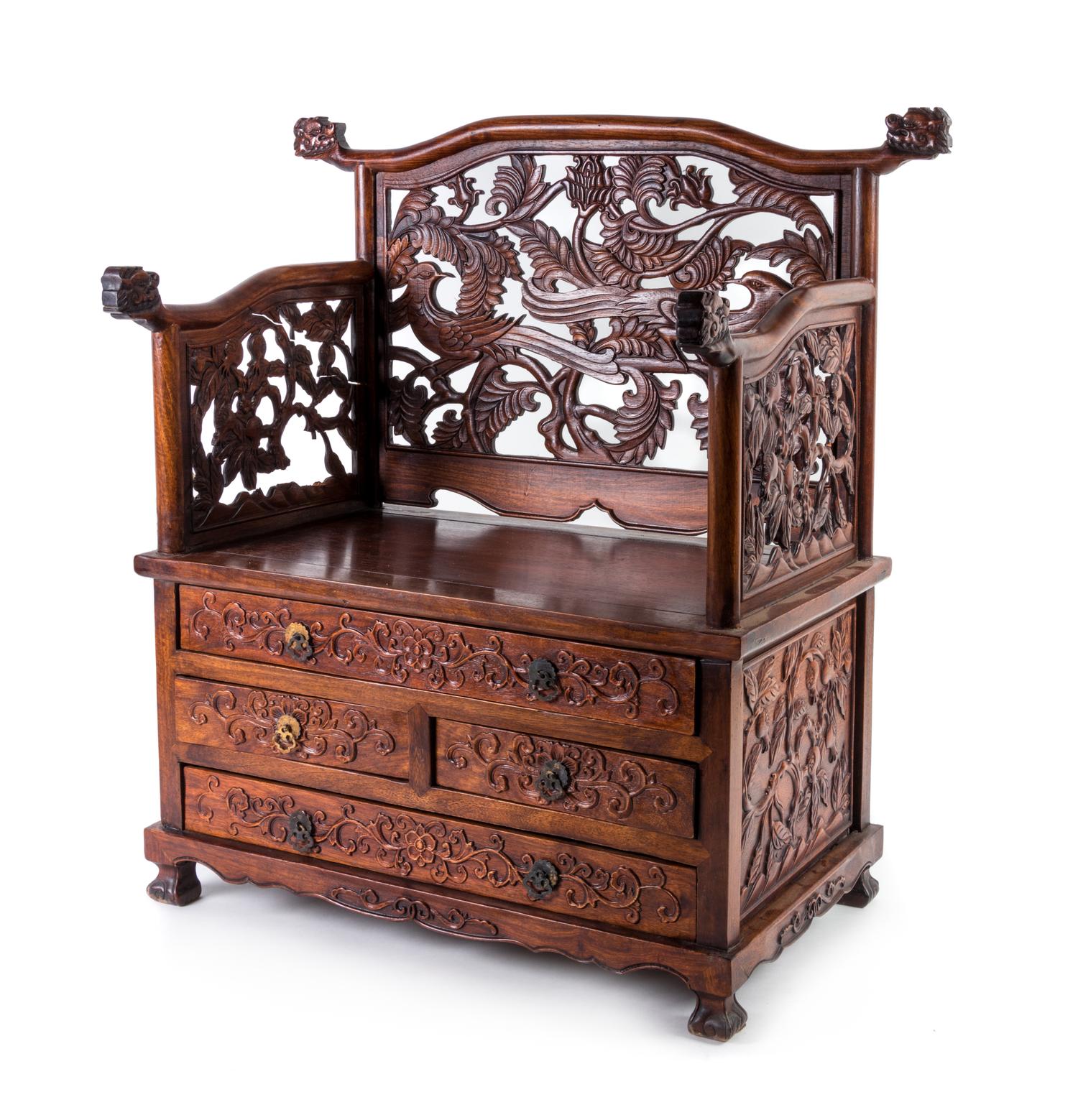 A Chinese Hardwood Mirror Stand Height 19 inches. — 20TH CENTURY