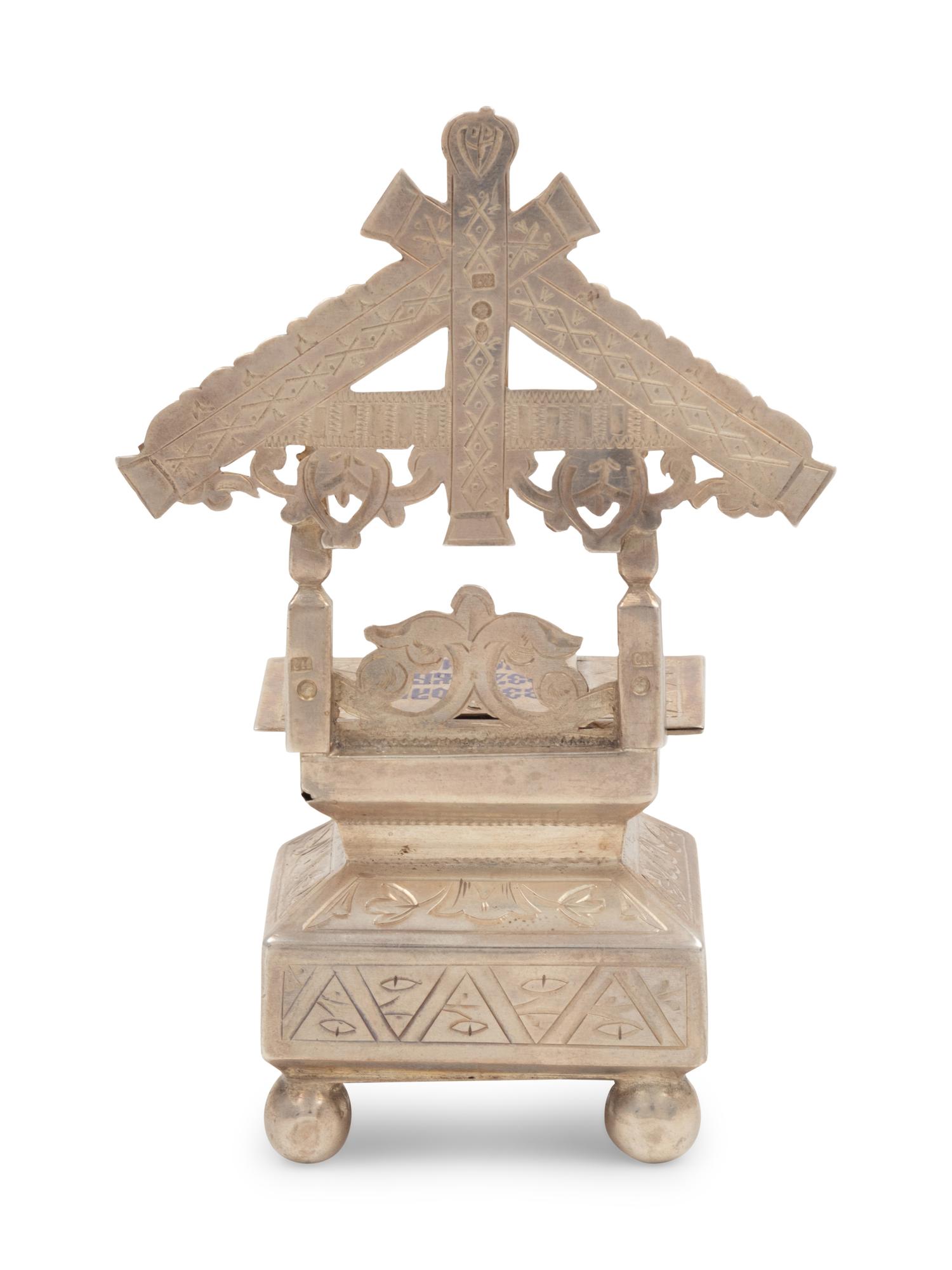 A Russian Silver and Enamel Throne Salt