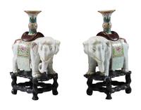 A Pair of Chinese Export Porcelain Elephant Candlesticks