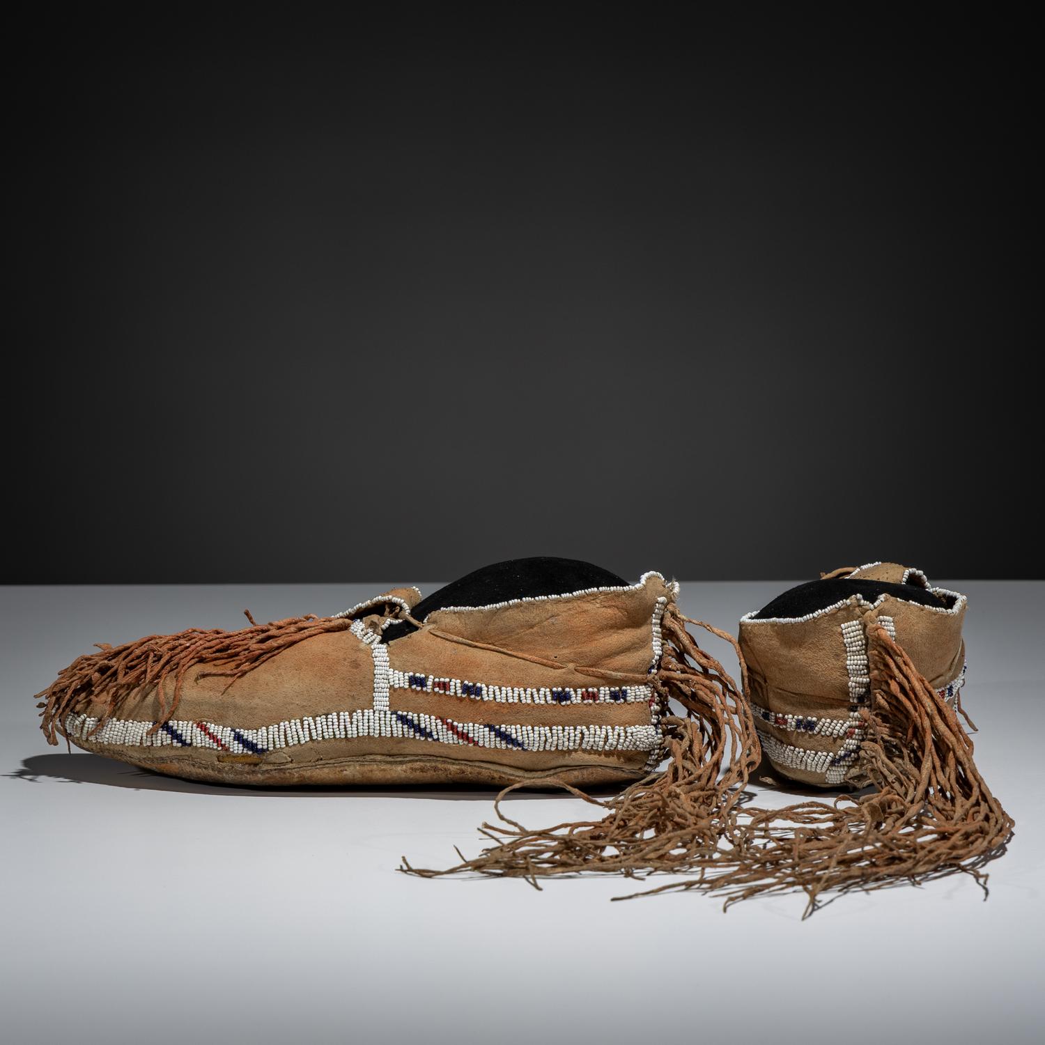 Southern Cheyenne Beaded Hide Moccasins