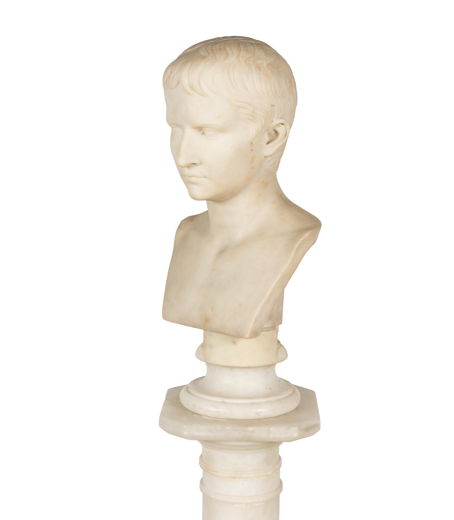 A Grand Tour Marble Bust of Young Octavian