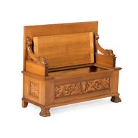 A Carved Italianate Hall Bench in Oak