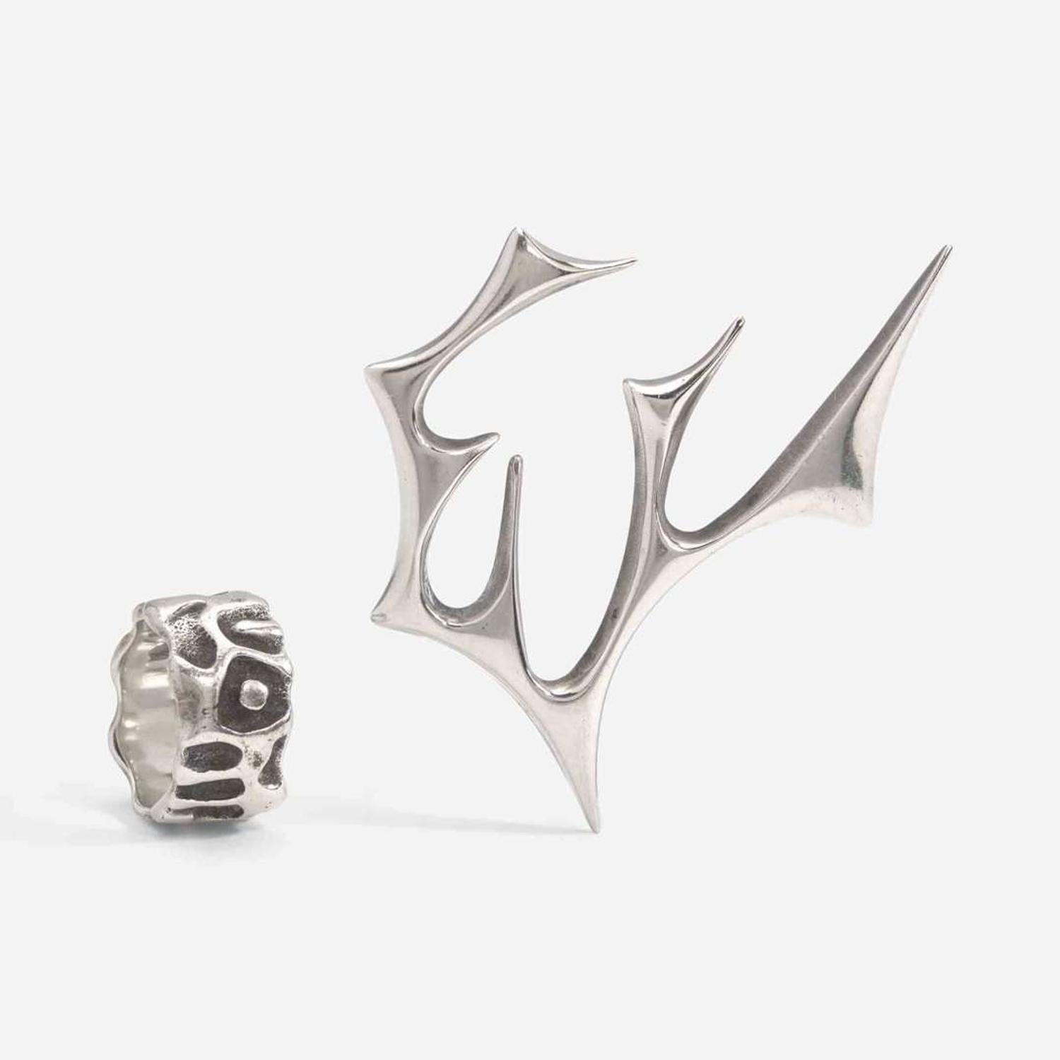 Donald Wright (American, 1930-2012) Silver Pin and Ring, USA, circa 1960s