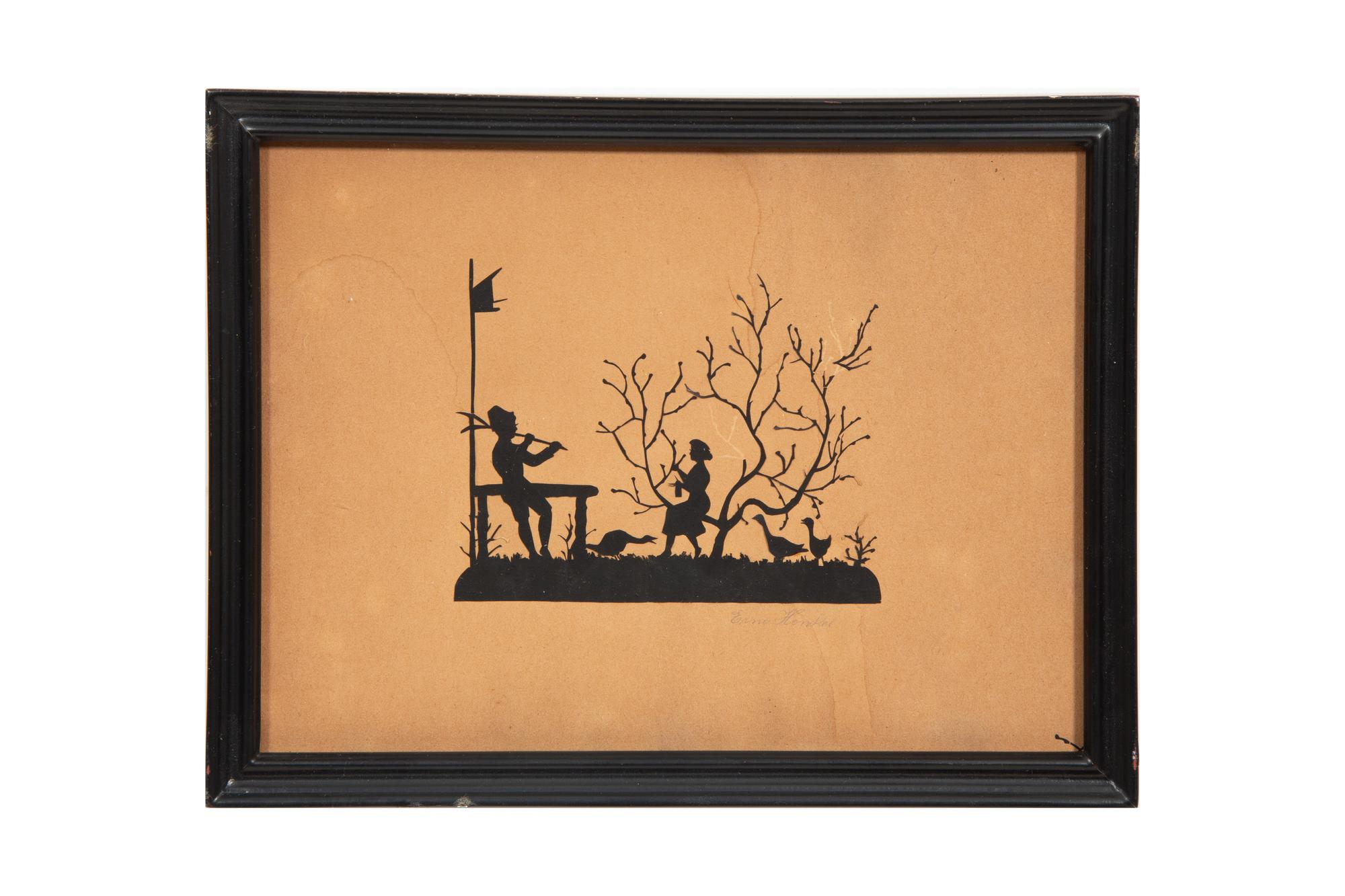 An Assemblage of Framed Paper Silhouettes Featuring 3 Beatrix Sherman Works