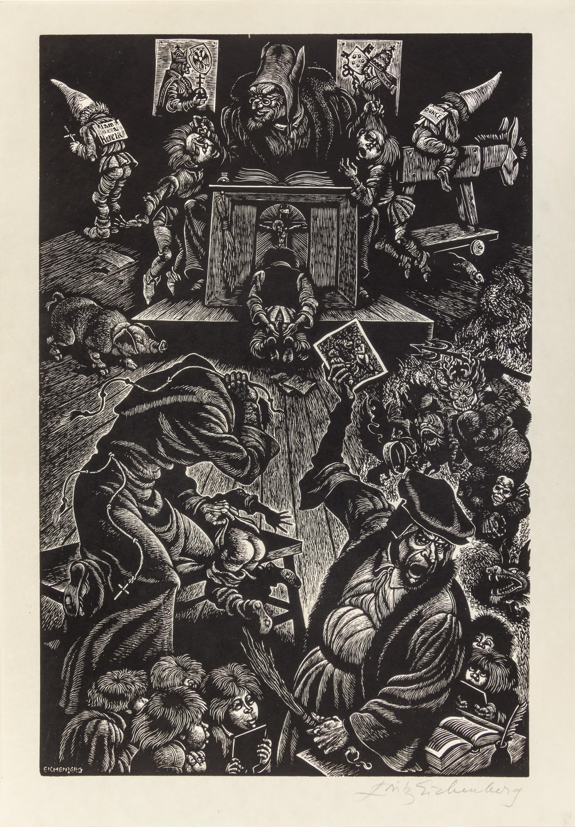 Fritz Eichenberg, (American, 1901-1990), In Praise of Folly, 1972 (portfolio of 10 with text and justification)