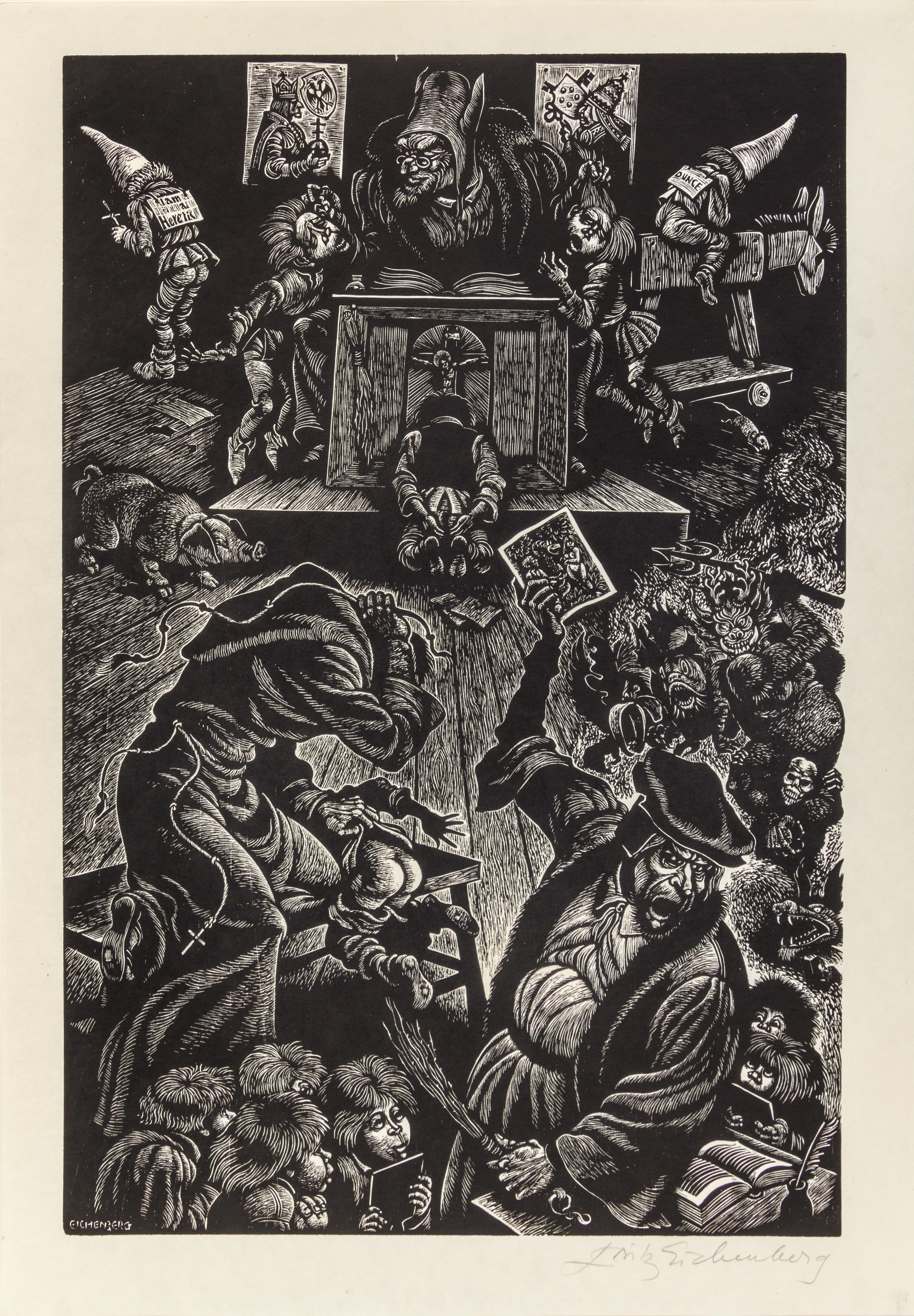 Fritz Eichenberg, (American, 1901-1990), In Praise of Folly, 1972 (portfolio of 10 with text and justification)