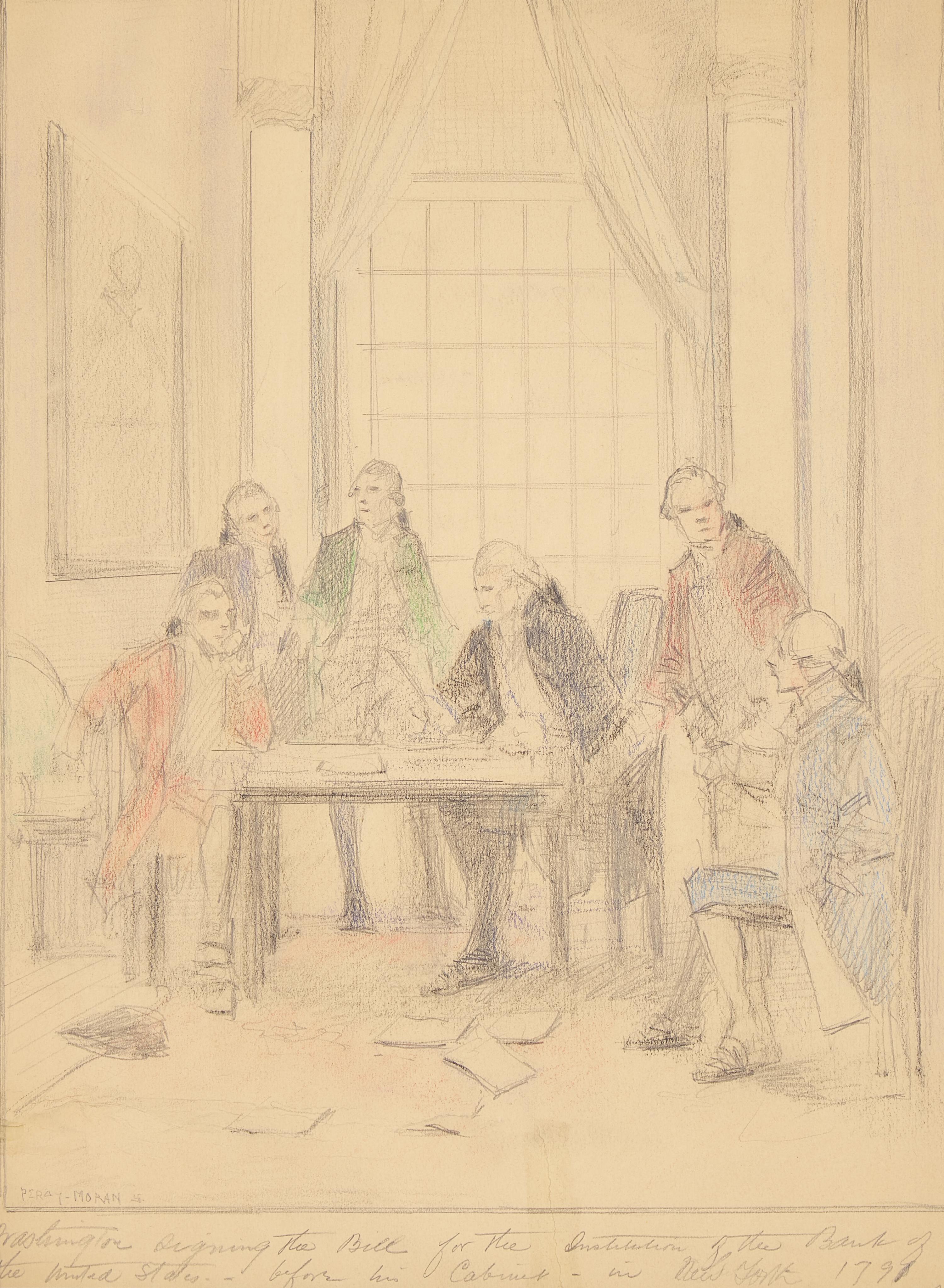 Edward Percy Moran (1862-1935) — Four Works: Studies of Early American Historical Events