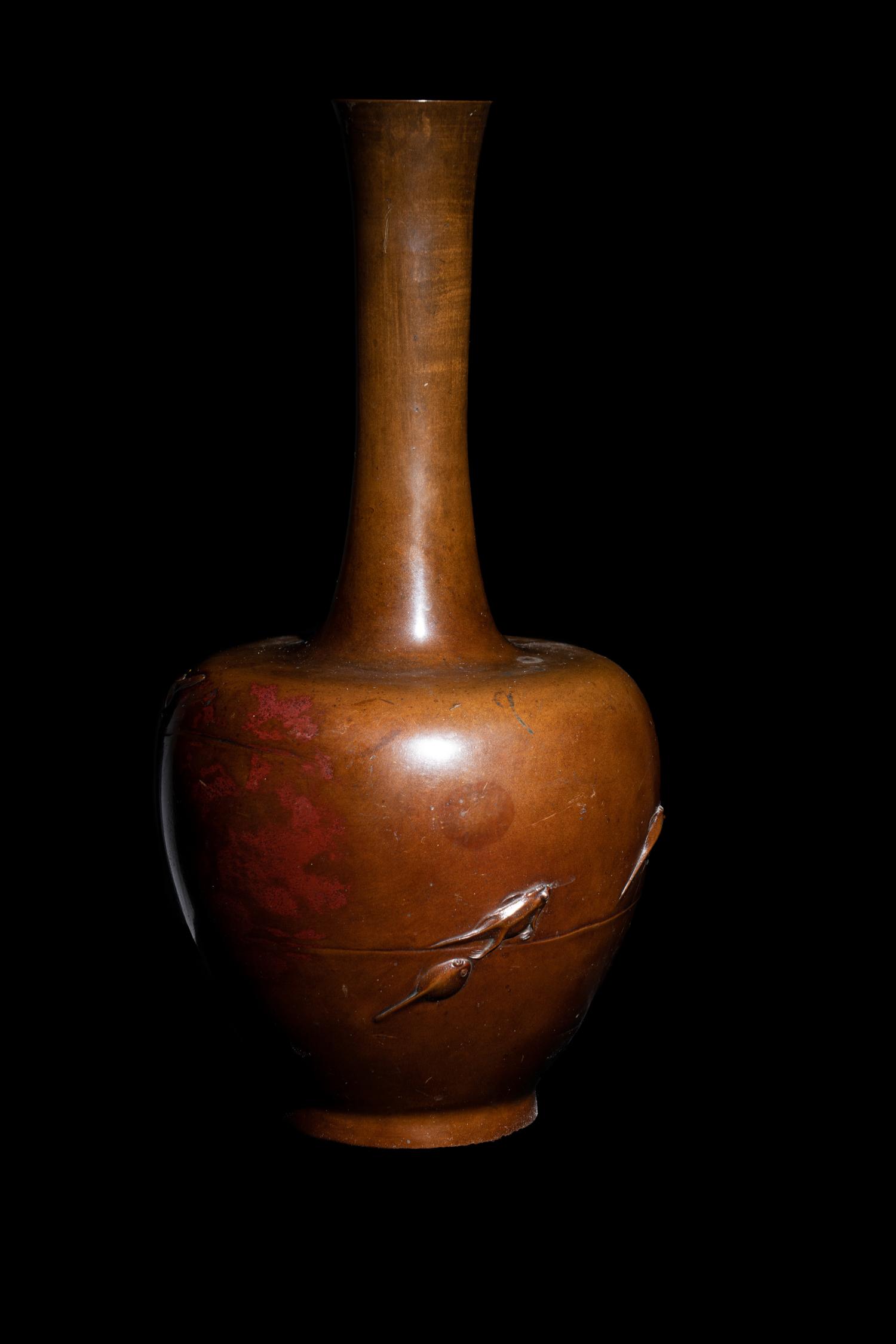 A Japanese Bronze Bottle Vase