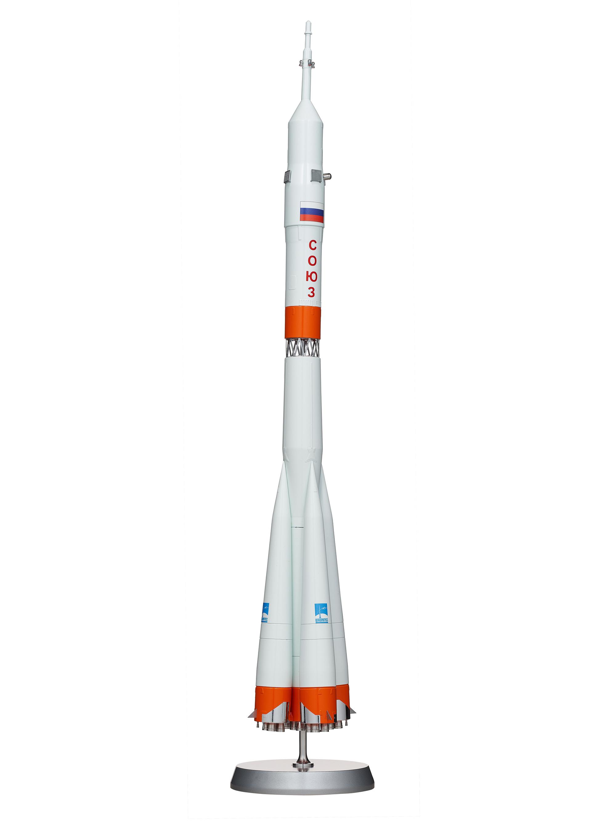 [SPACE TRAVEL]. Russian Soyuz rocket model, made by Samara. Ca 1960s.