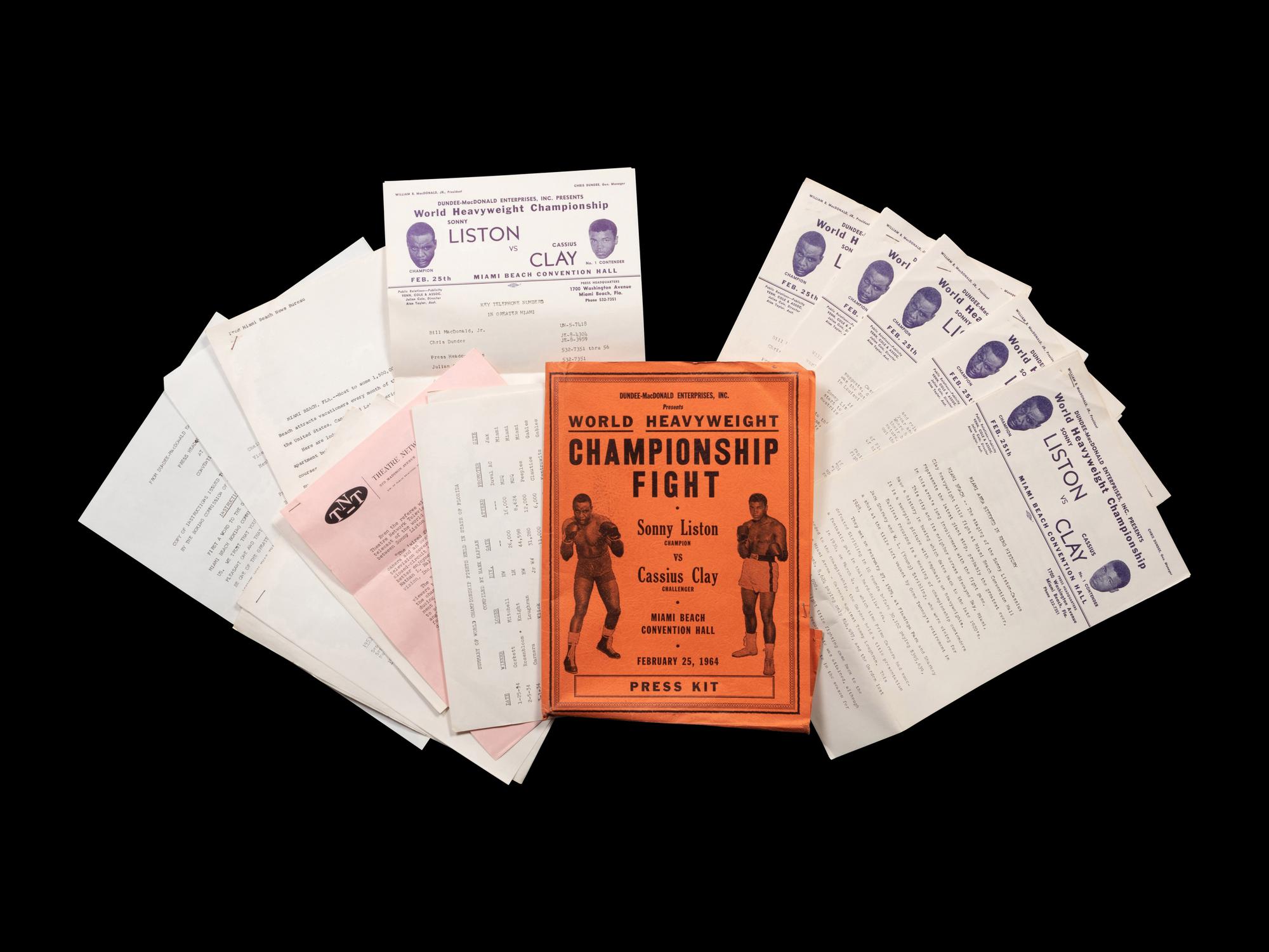 A 1964 Sonny Liston vs. Cassius Clay (Muhammad Ali) Heavyweight Championship Press Kit,
