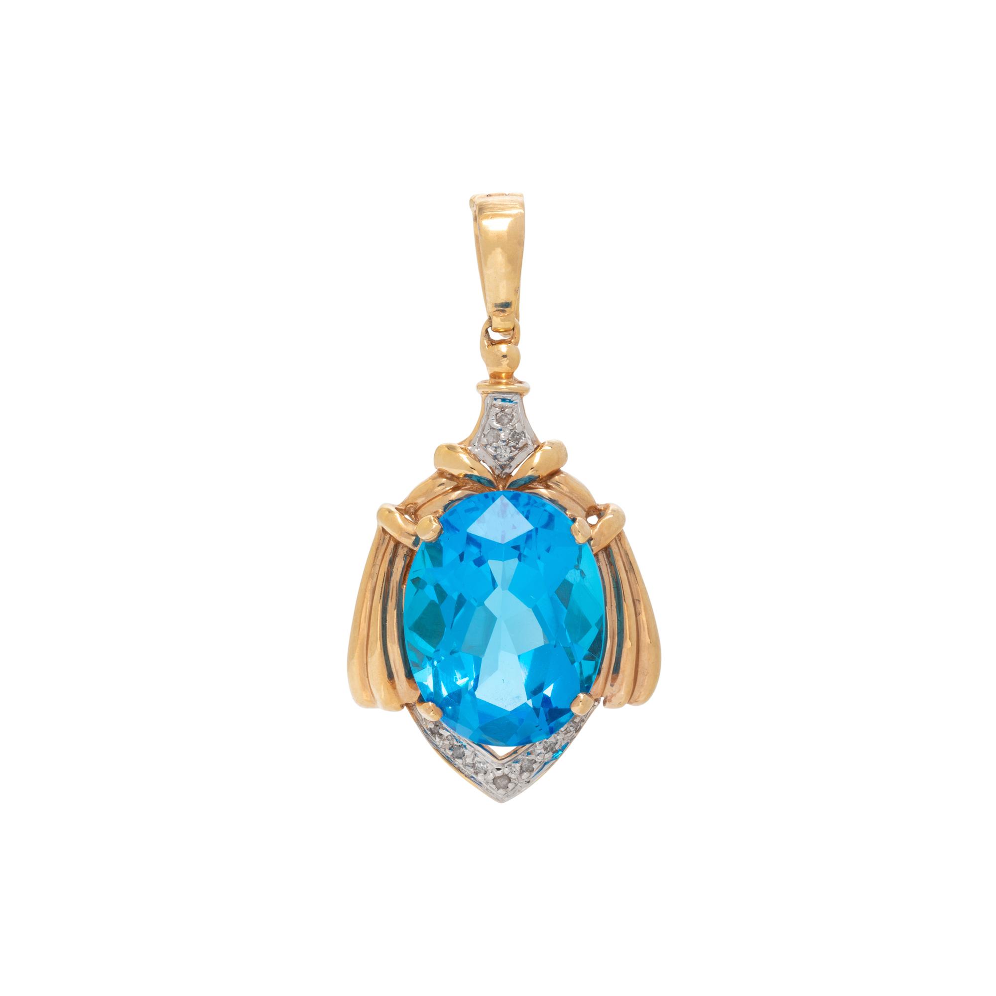 BLUE TOPAZ AND DIAMOND PENDANT