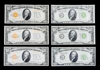 A Group of Six 1928 United States $10 Notes