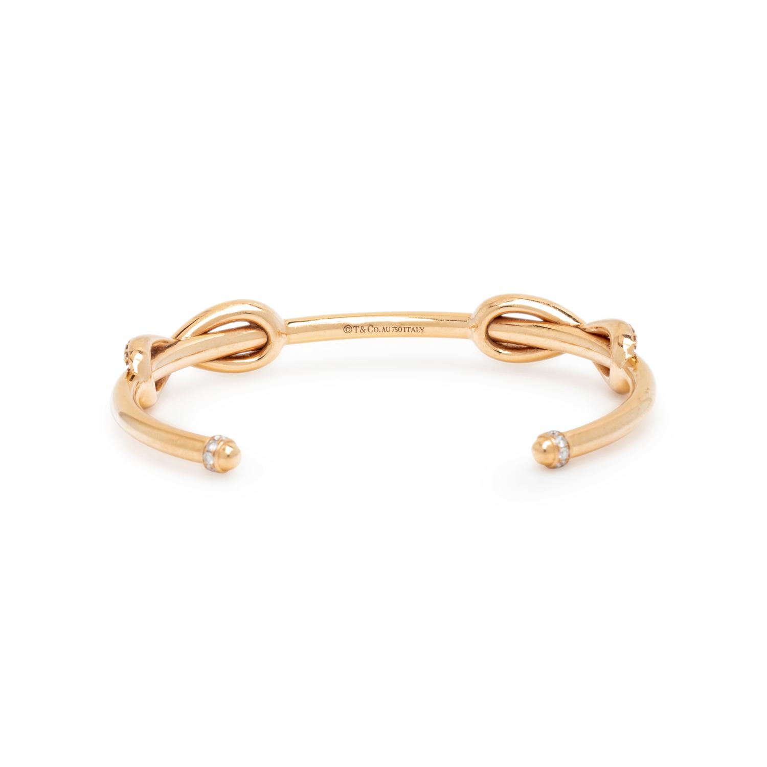TIFFANY & CO., ROSE GOLD 'INFINITY DOUBLE DIAMOND' CUFF BRACELET