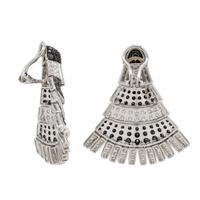 Diamond and Black Diamond Articulated Fan Earrings