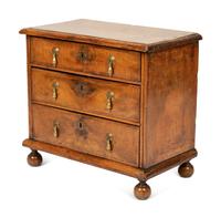 A Miniature Burl Walnut William and Mary Chest