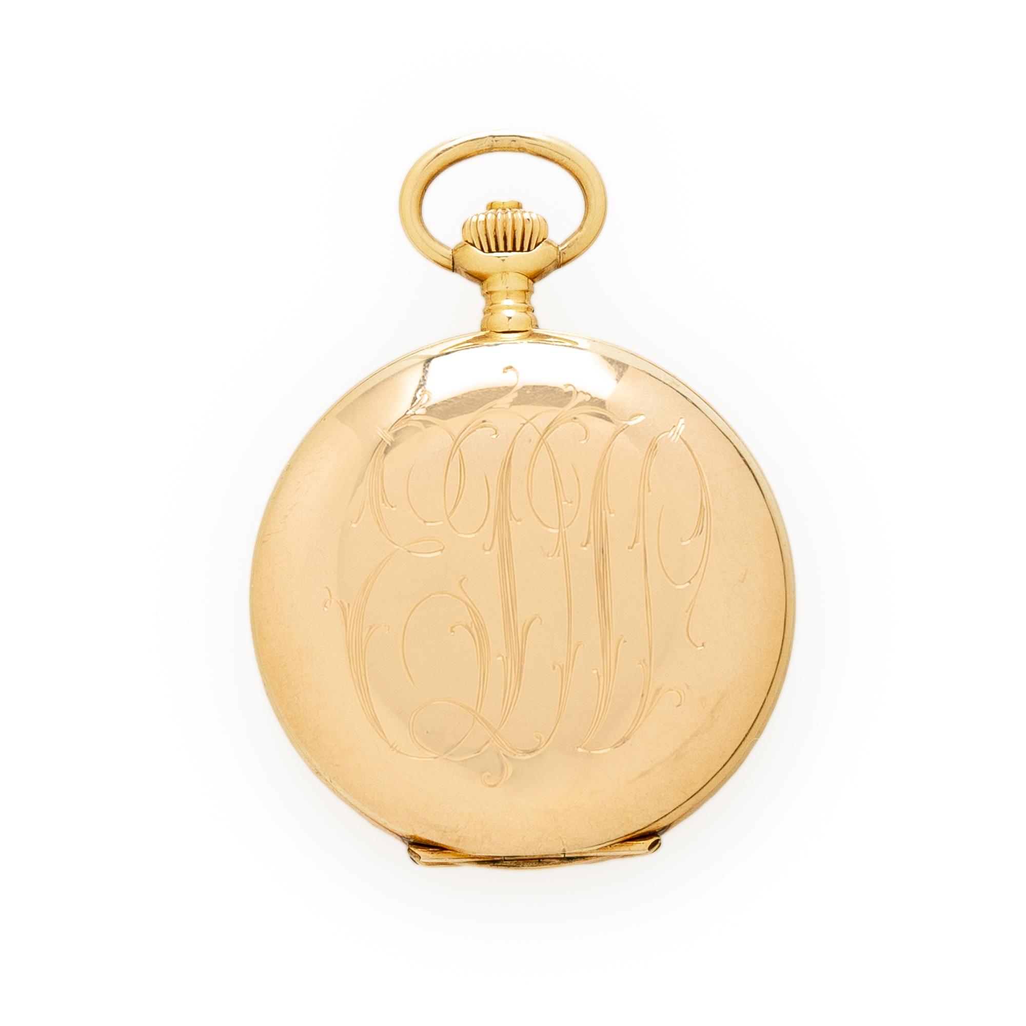 R&G ELFSTROM AND IWC, 14K YELLOW GOLD HUNTER CASE POCKET WATCH