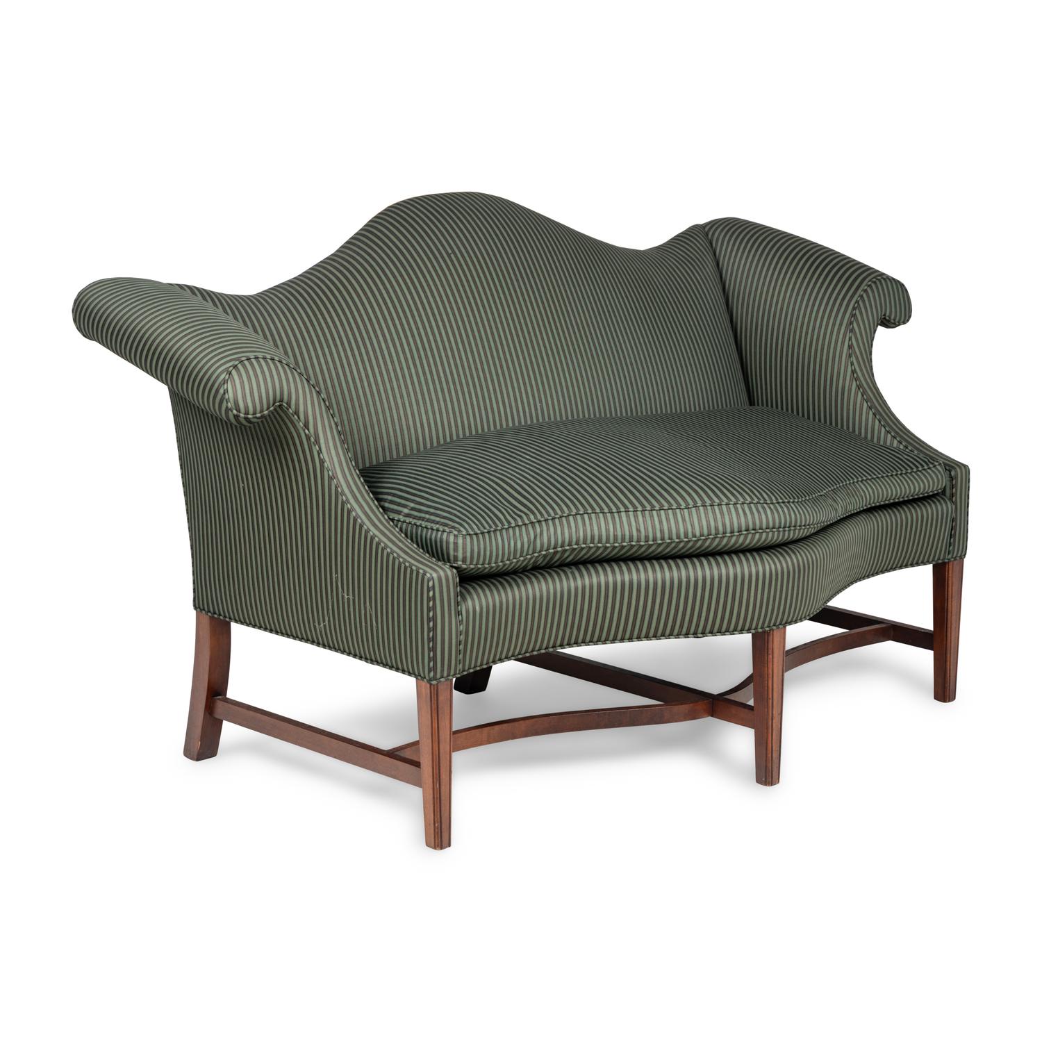 A George III Style Mahogany Camelback Serpentine Sofa
