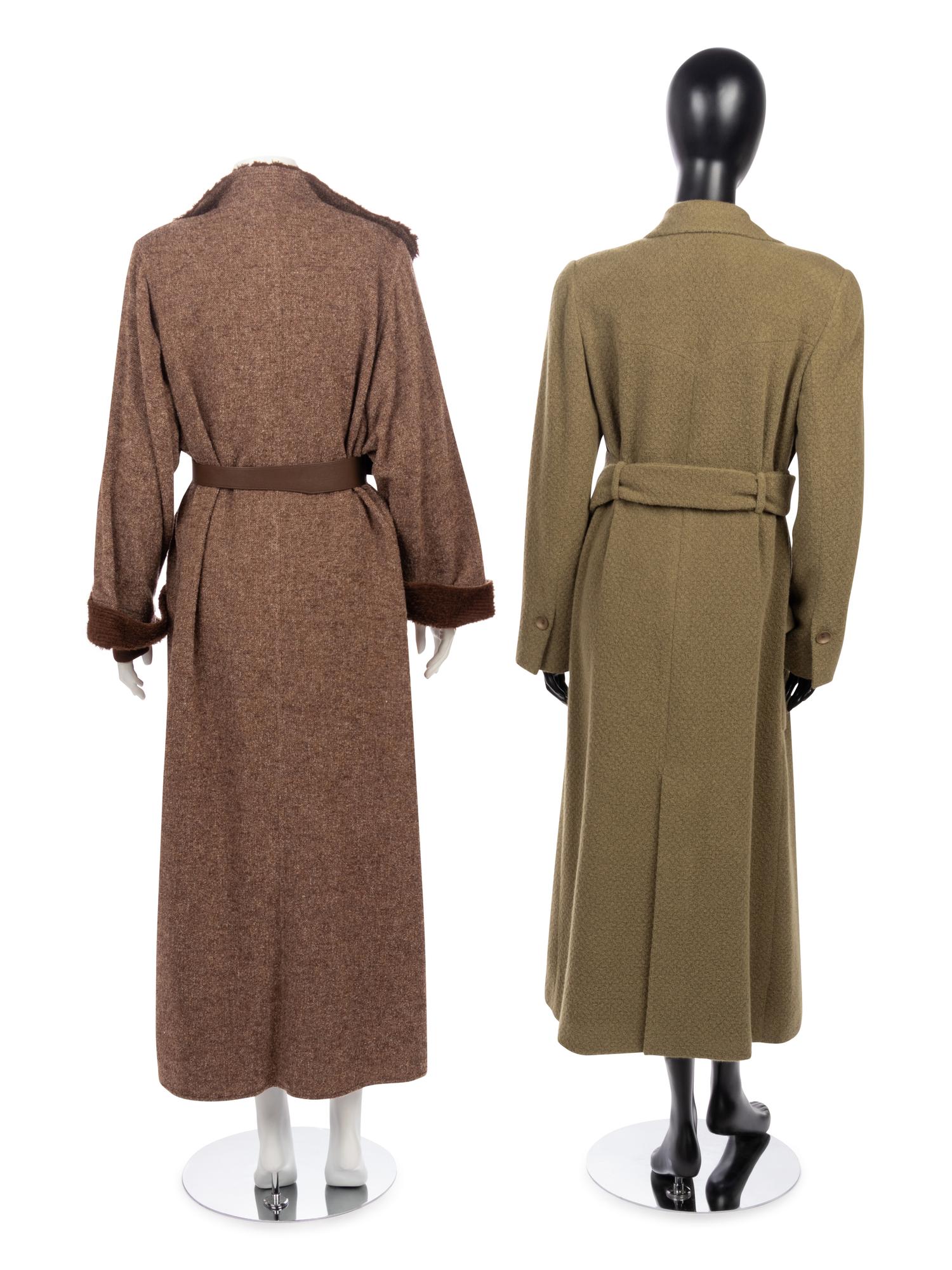 Three Designer Pieces: One Geoffrey Beene Two-Piece Ensemble, One Chloé Belted Angora Coat