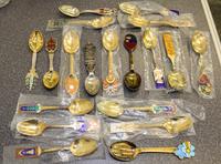 A Group of Eighteen Danish Silver, Gilt and Enamel Christmas Spoons, various makers, comprising examples from: 1923, 1928, 1930, 1966,